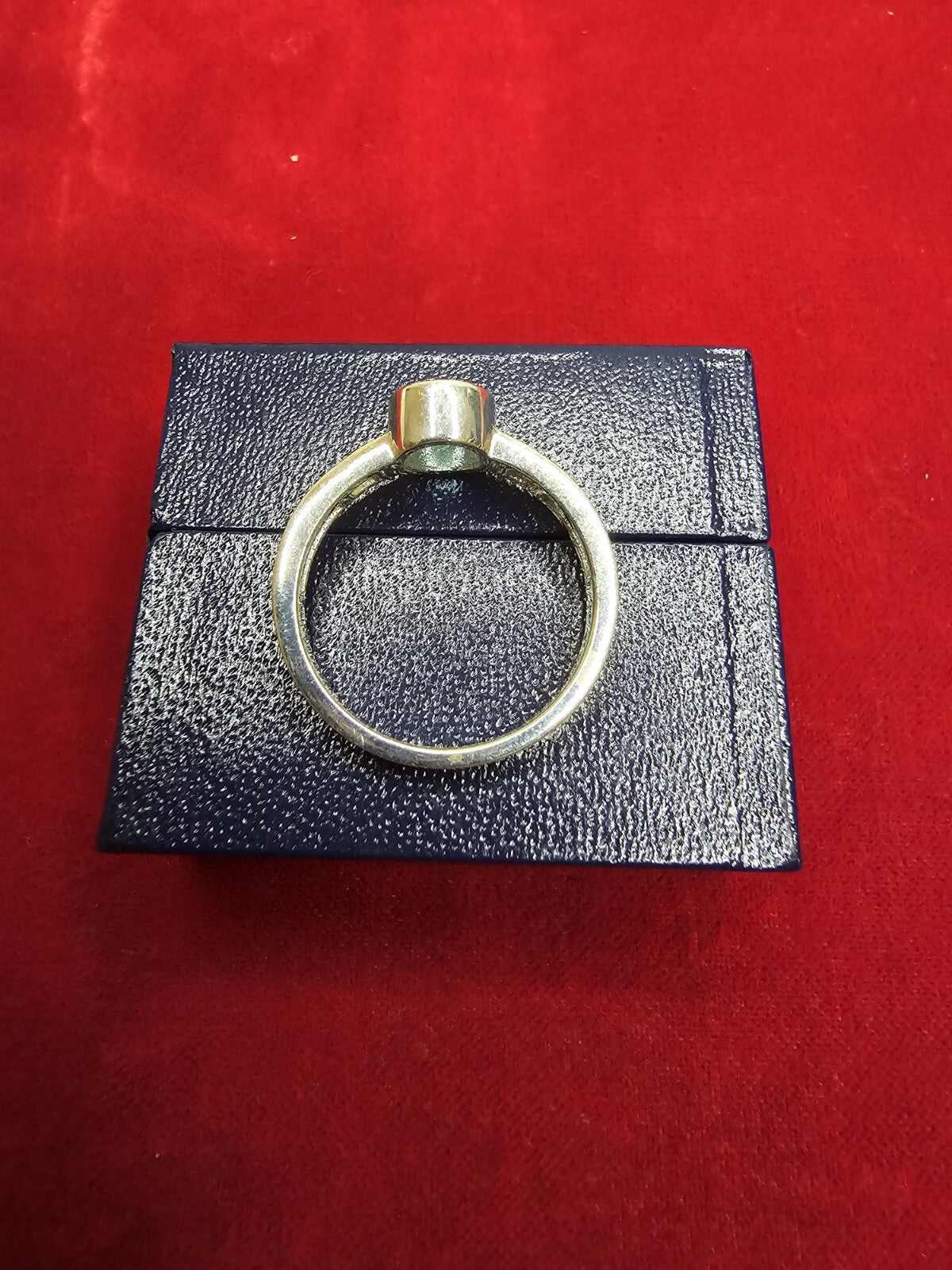 Sterling Silver & Blue Stone Solitaire Ring - Size R