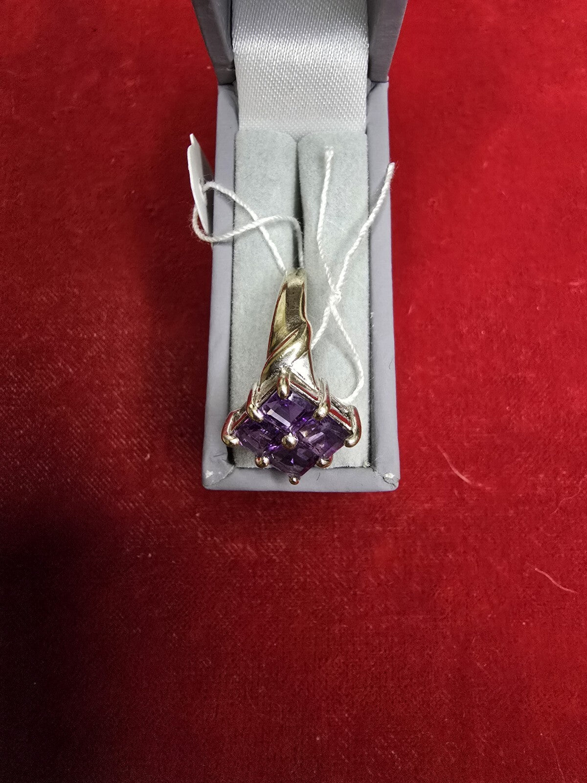 9ct White Gold & Amethyst Dress Ring - Size P