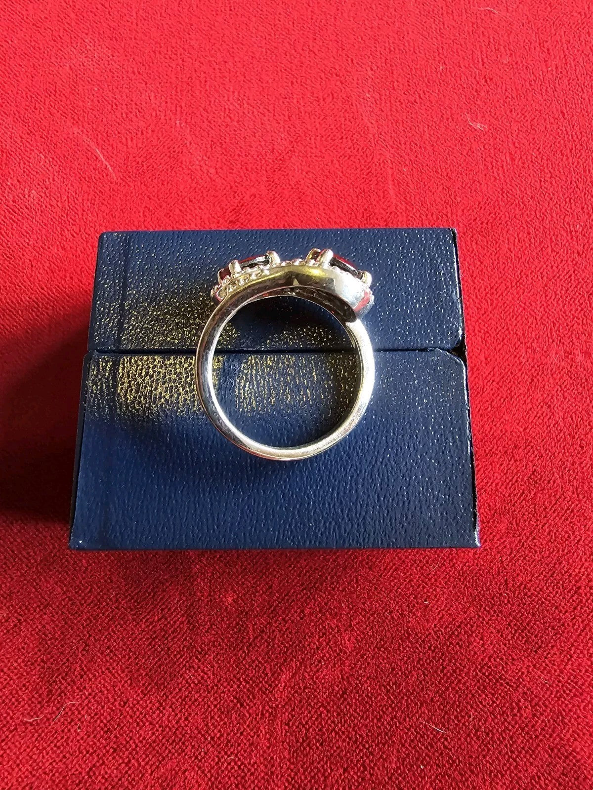 Beautiful Sterling Silver, Garnet & Diamond Moi et Toi Ring - Size N