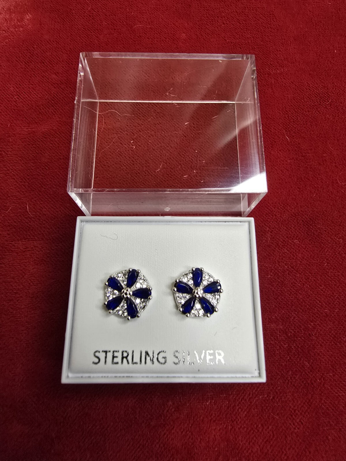Beautiful Sterling Silver & Blue Stone Earrings