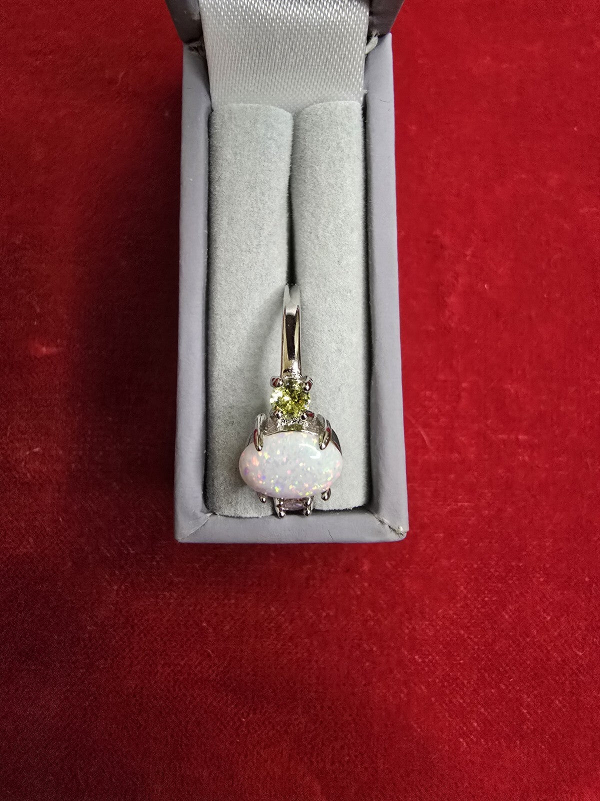 Beautiful Sterling Silver & White Opal 3 Stone Dress Ring - Various Sizes