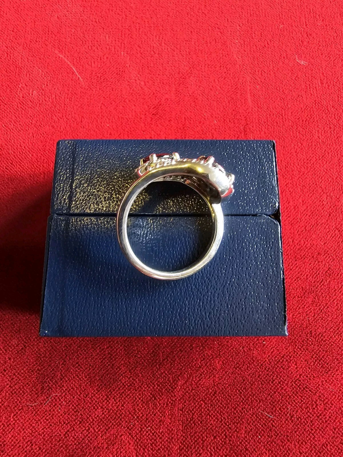 Beautiful Sterling Silver, Garnet & Diamond Moi et Toi Ring - Size N