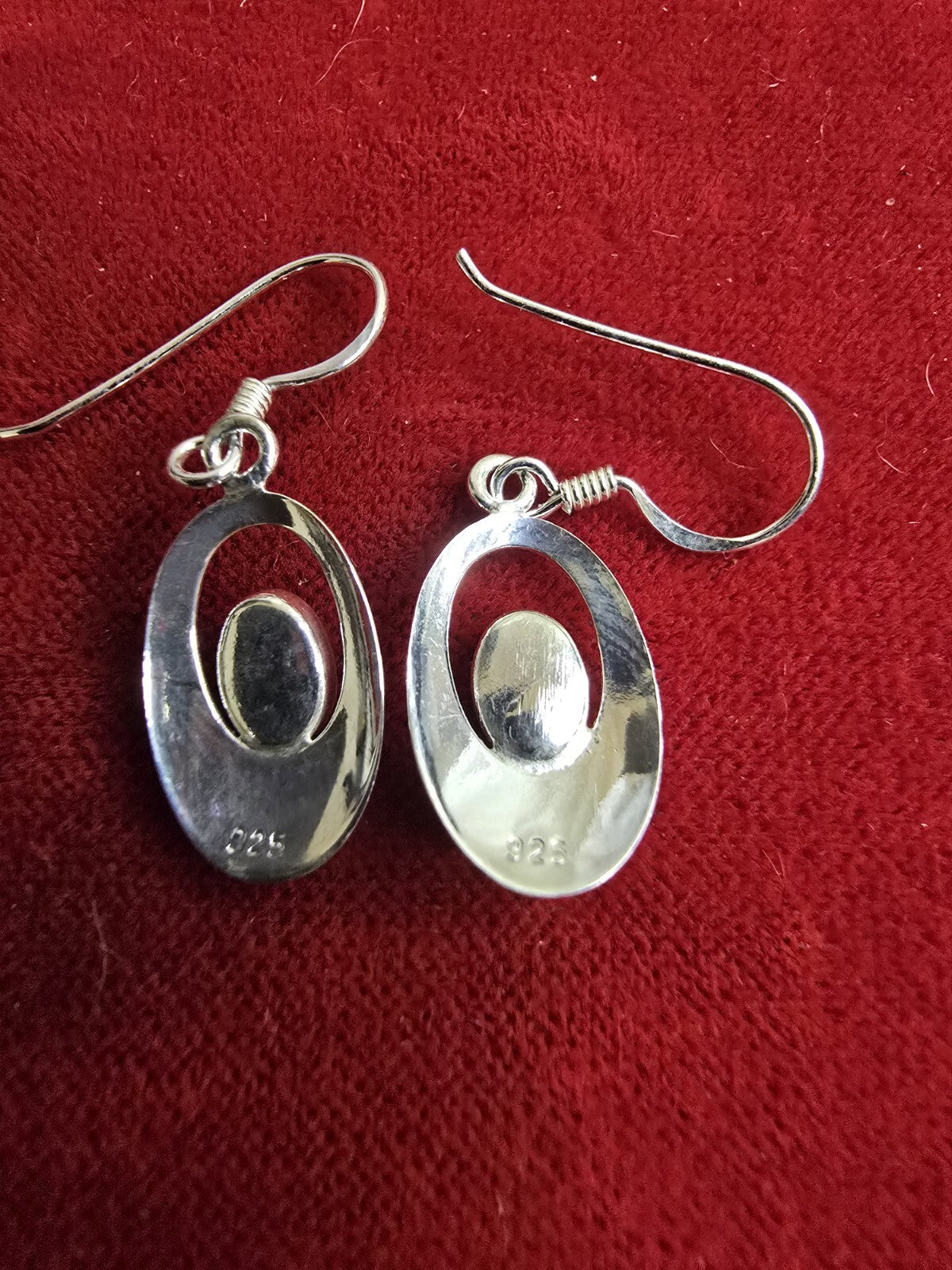 Beautiful Turquoise & Sterling Silver Oval Drop Earrings