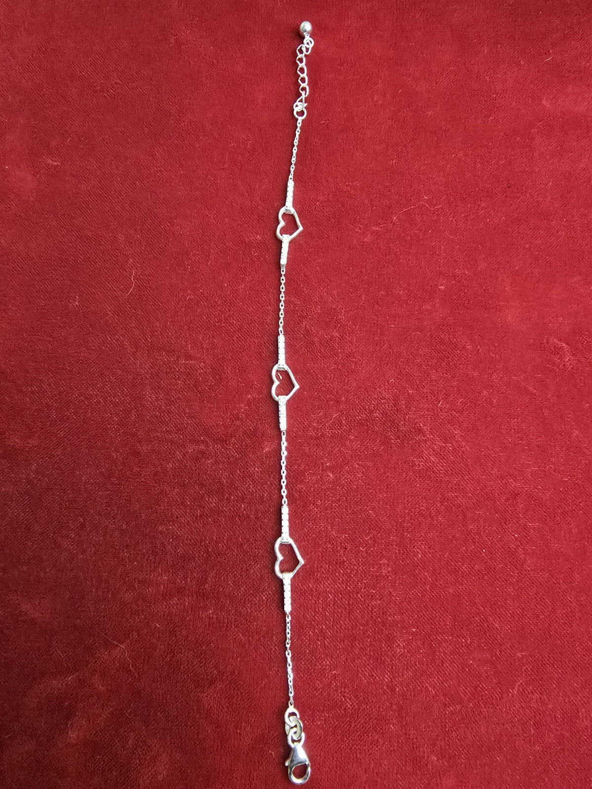 Gorgeous Sterling Silver Heart Trilogy Bracelet - Adjustable