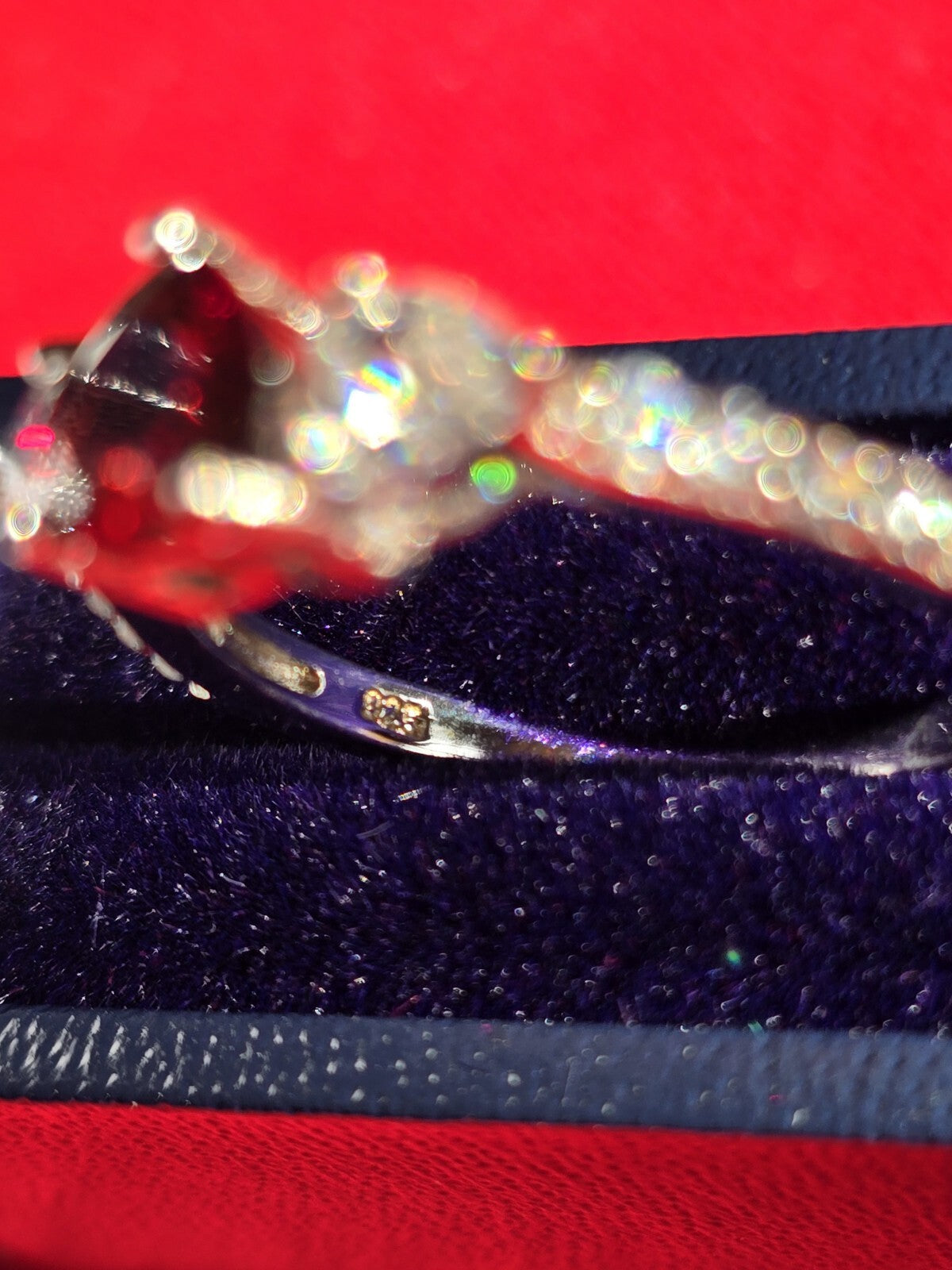 Beautiful Sterling Silver & Garnet CZ Heart Ring - Size N