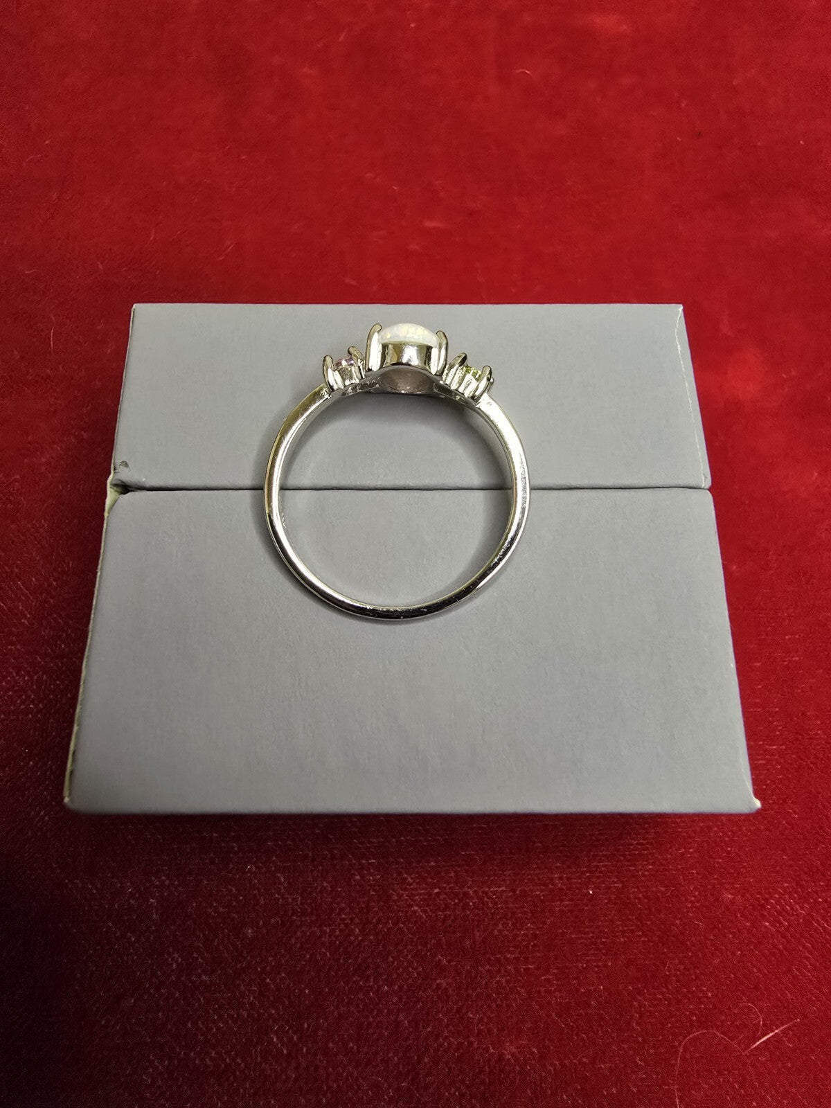 Beautiful Sterling Silver & White Opal 3 Stone Dress Ring - Various Sizes