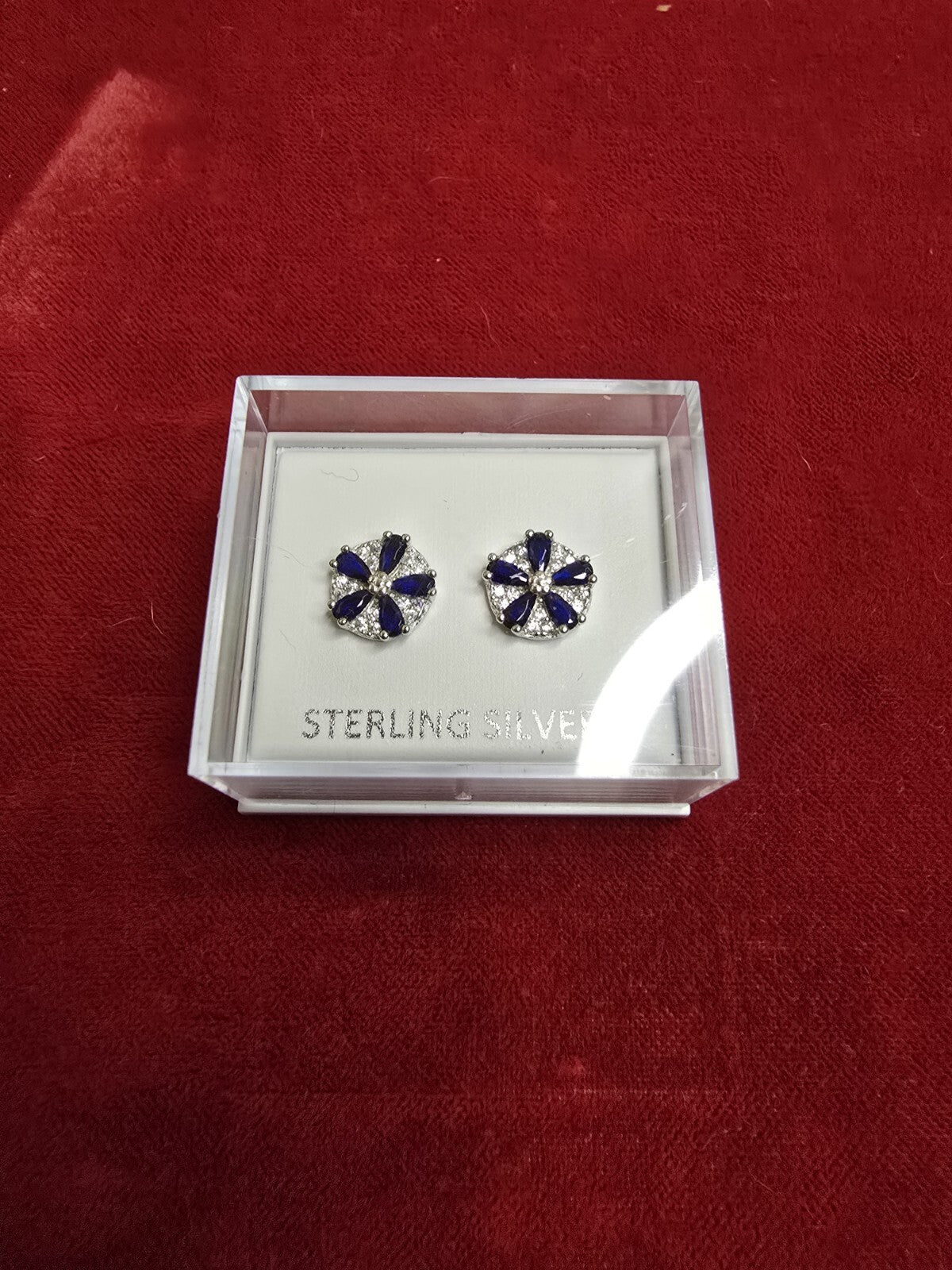 Beautiful Sterling Silver & Blue Stone Earrings