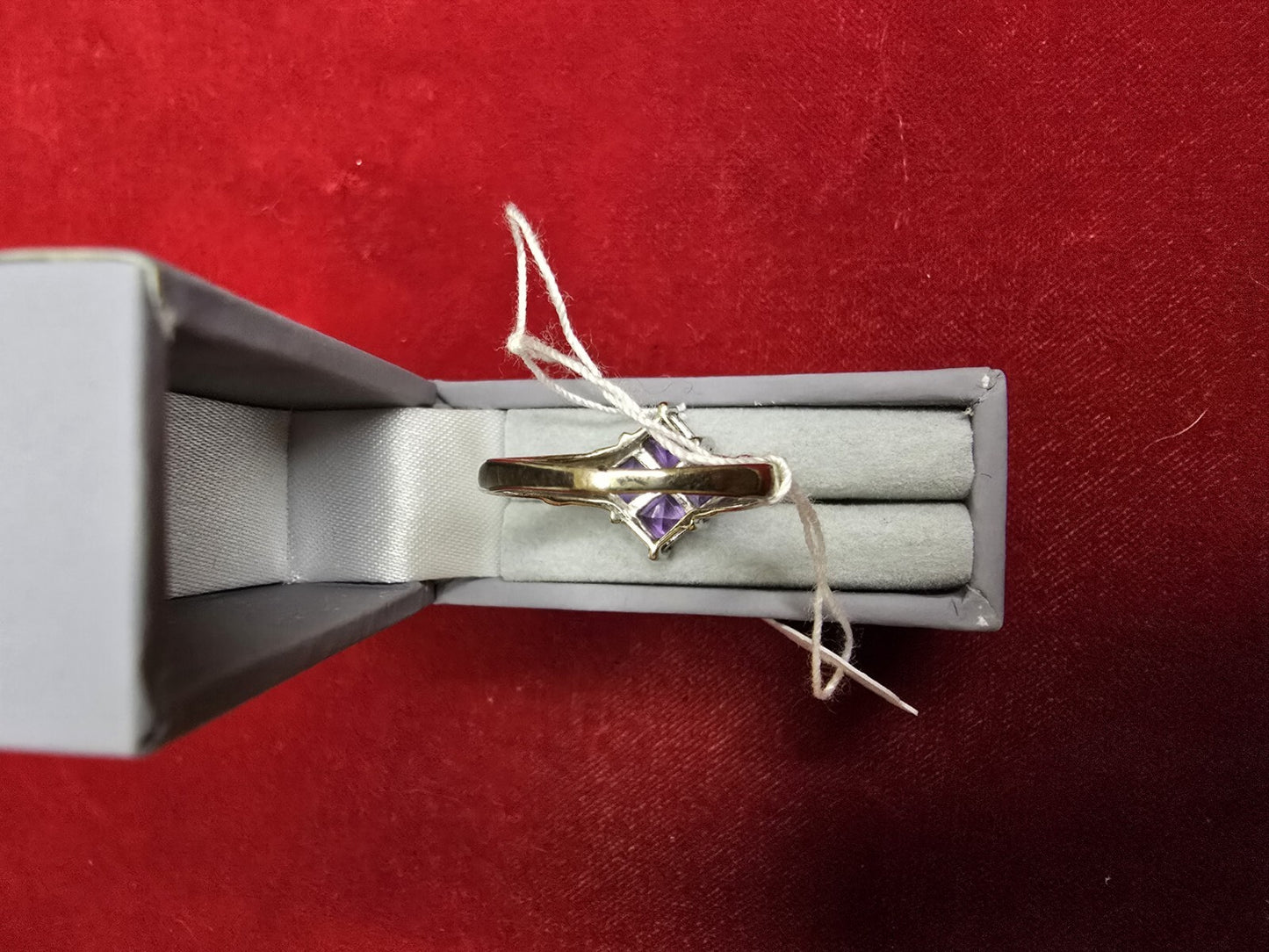 9ct White Gold & Amethyst Dress Ring - Size P