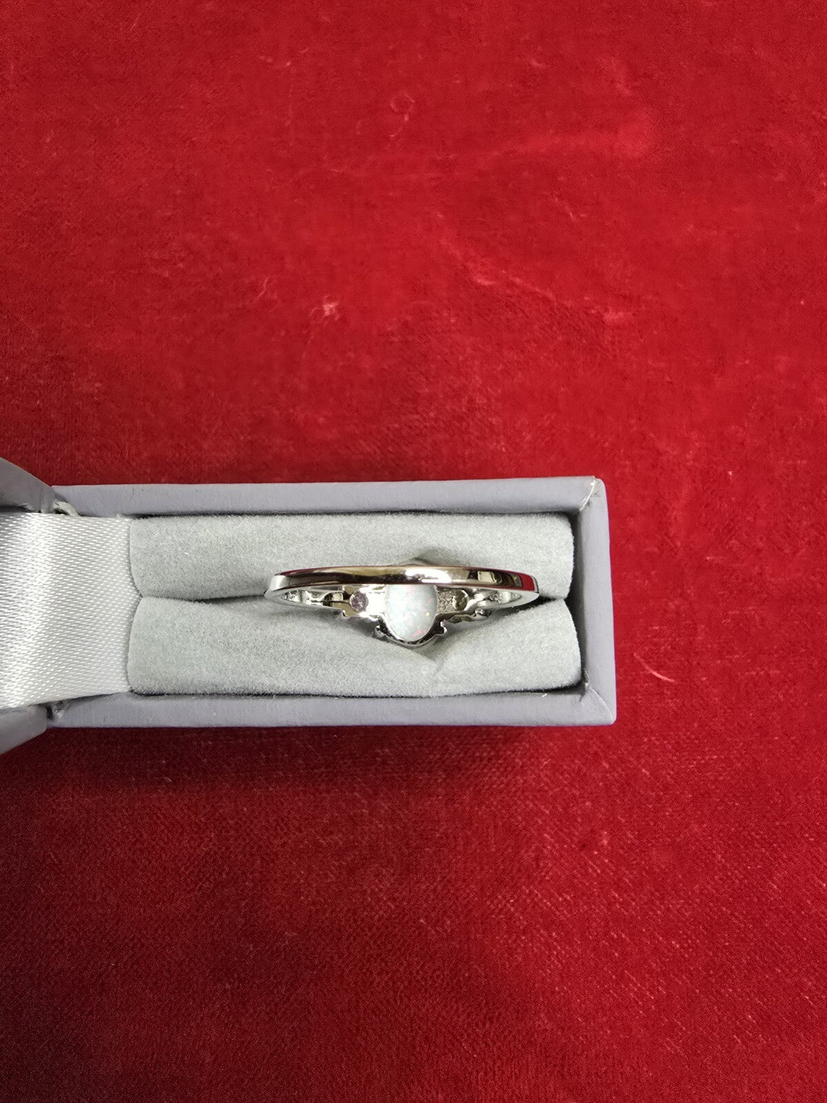 Beautiful Sterling Silver & White Opal 3 Stone Dress Ring - Various Sizes