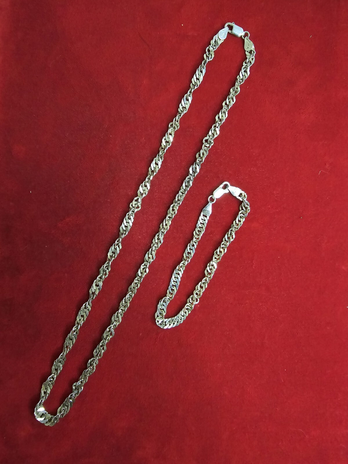 Sterling Silver Necklace & Bracelet Set - 18 & 7 Inches