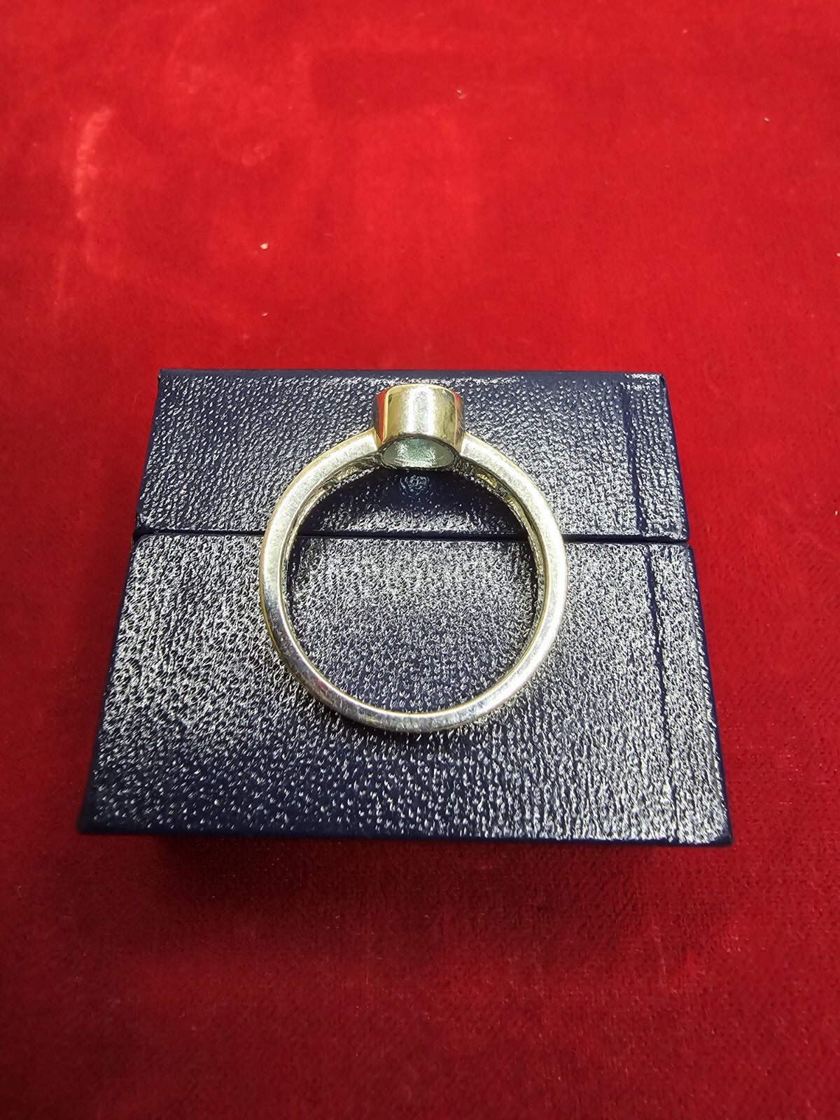 Sterling Silver & Blue Stone Solitaire Ring - Size R