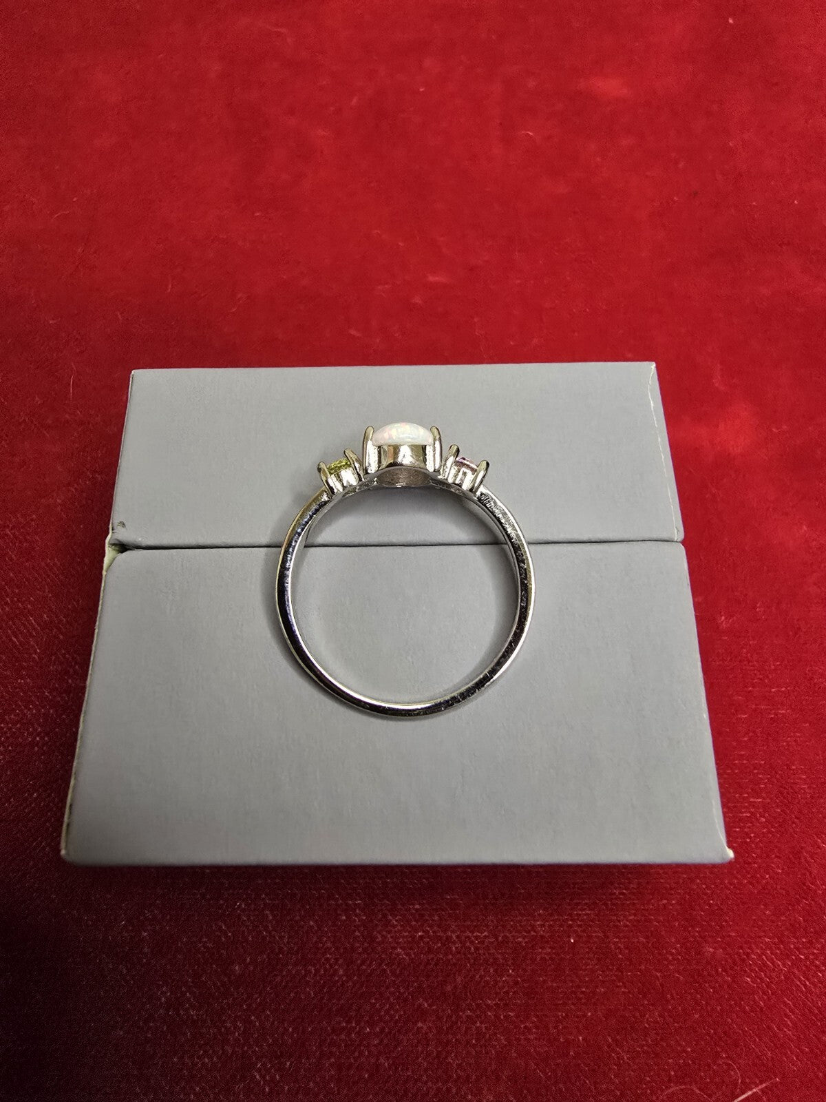 Beautiful Sterling Silver & White Opal 3 Stone Dress Ring - Various Sizes