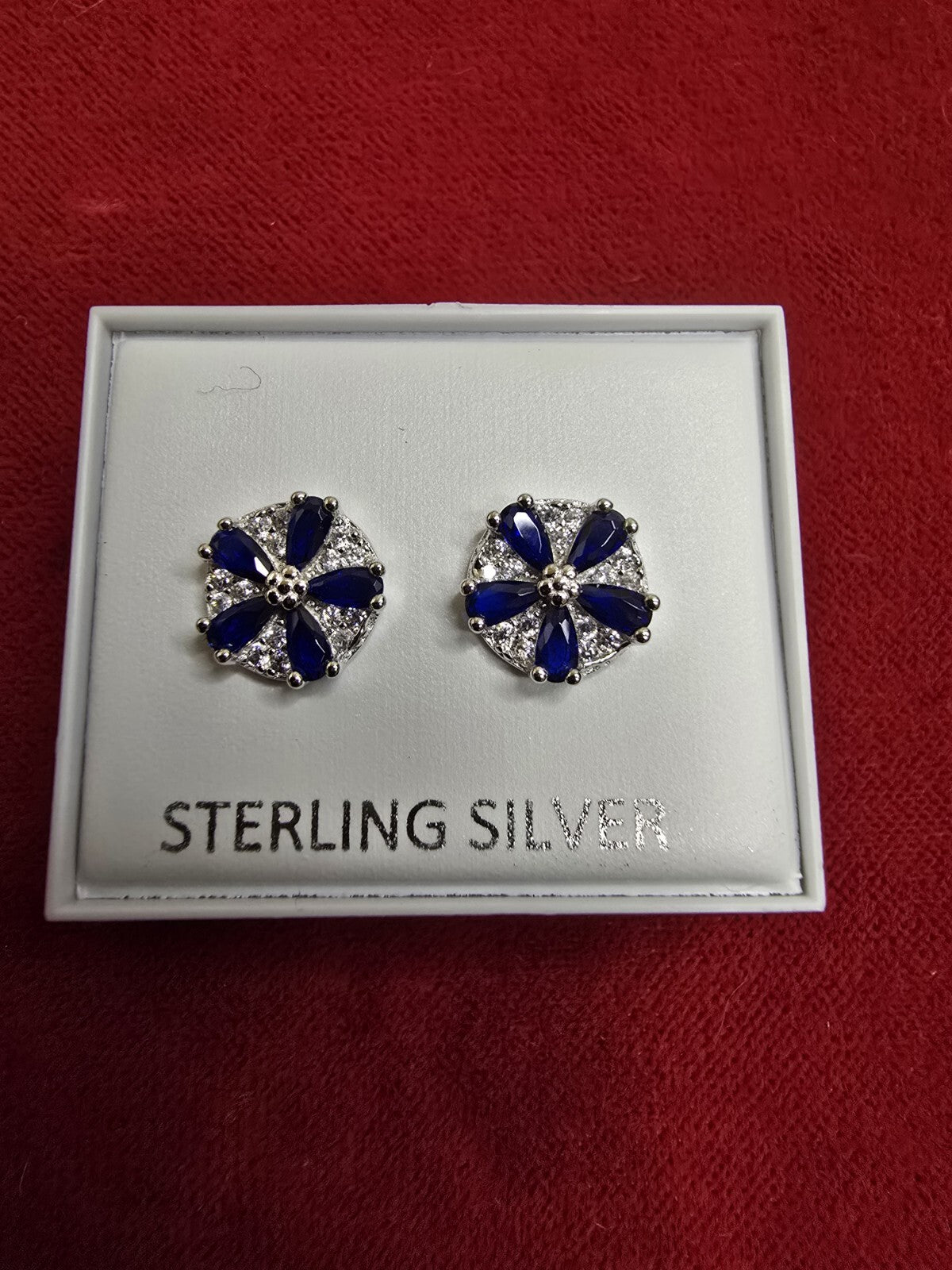 Beautiful Sterling Silver & Blue Stone Earrings