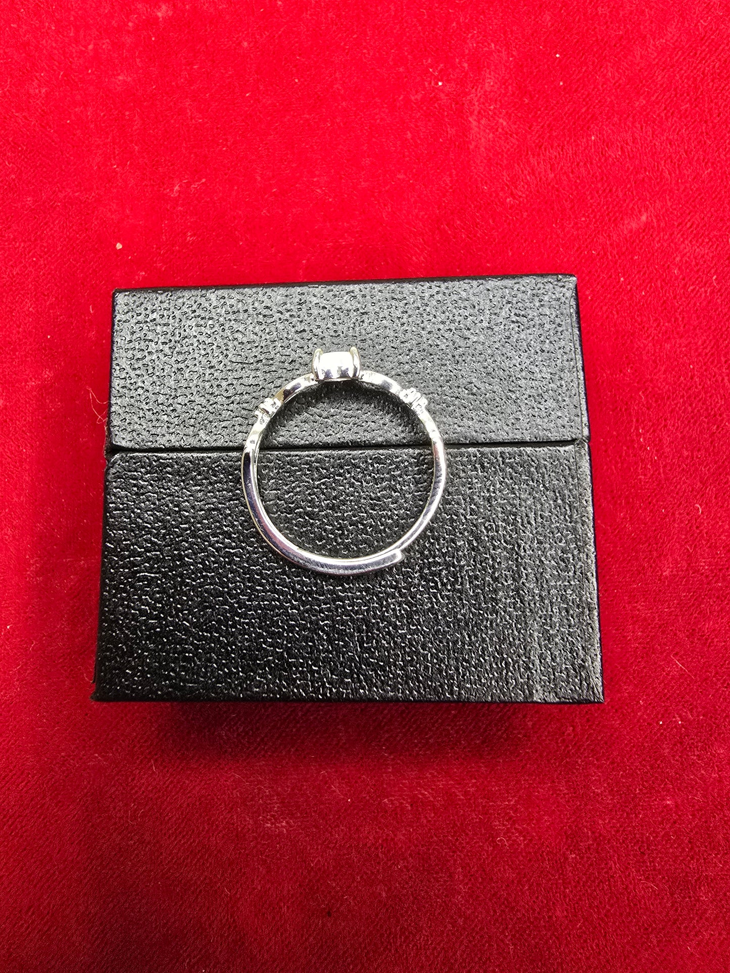 Dainty Sterling Silver & White Opal Heart Ring - Adjustable