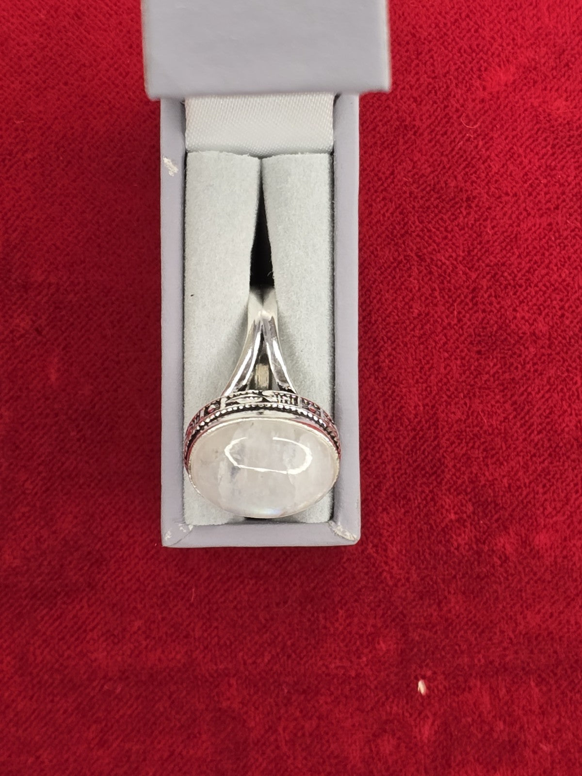 Gorgeous Rainbow Moonstone & Sterling Silver Dress Ring - Various Sizes