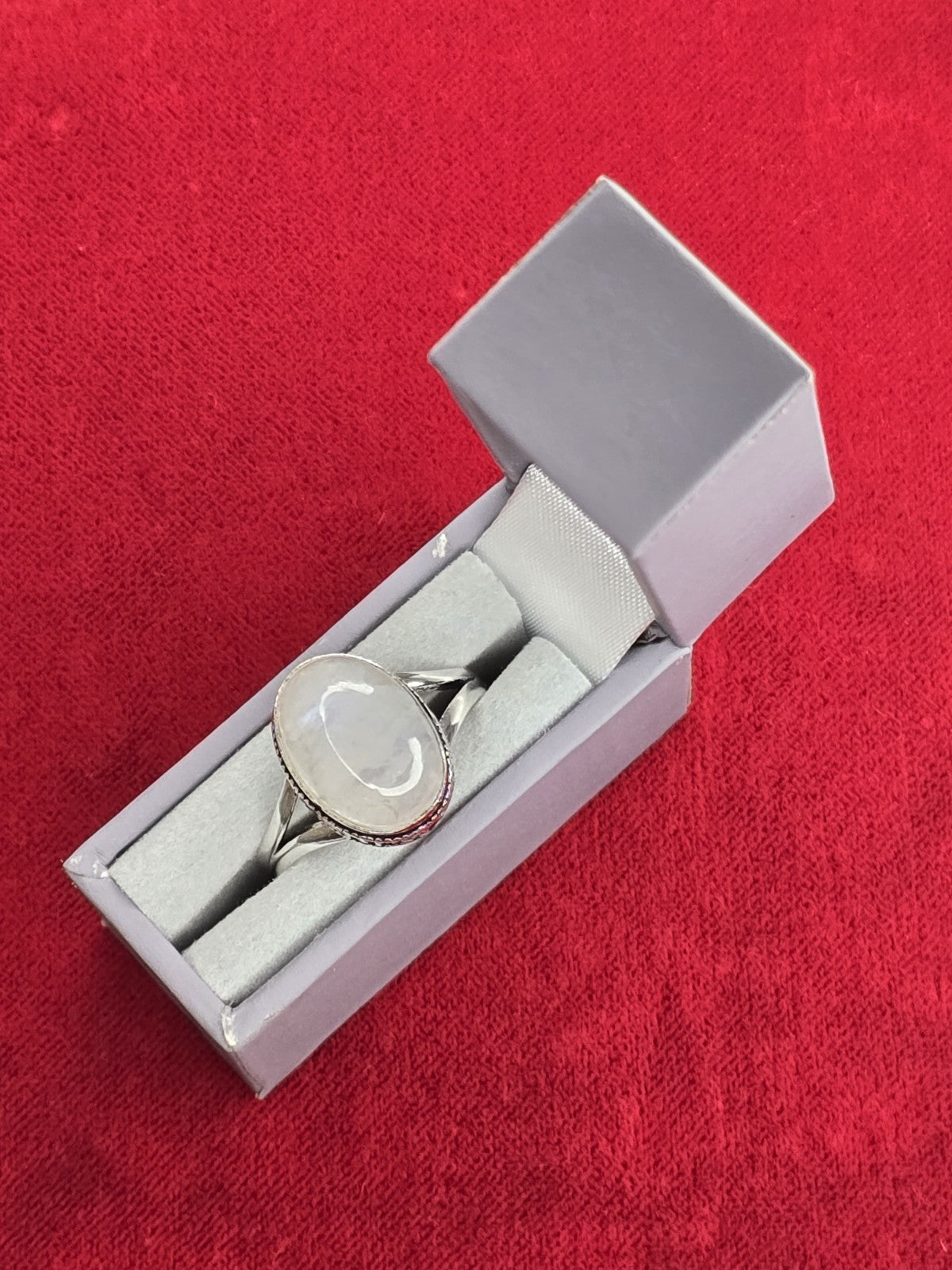 Gorgeous Rainbow Moonstone & Sterling Silver Dress Ring - Various Sizes