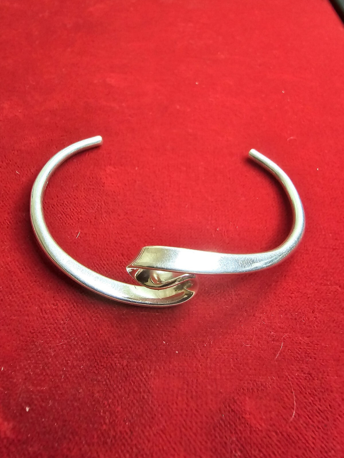 Sterling Silver Whiplash Bangle Cuff - Small-Medium Size