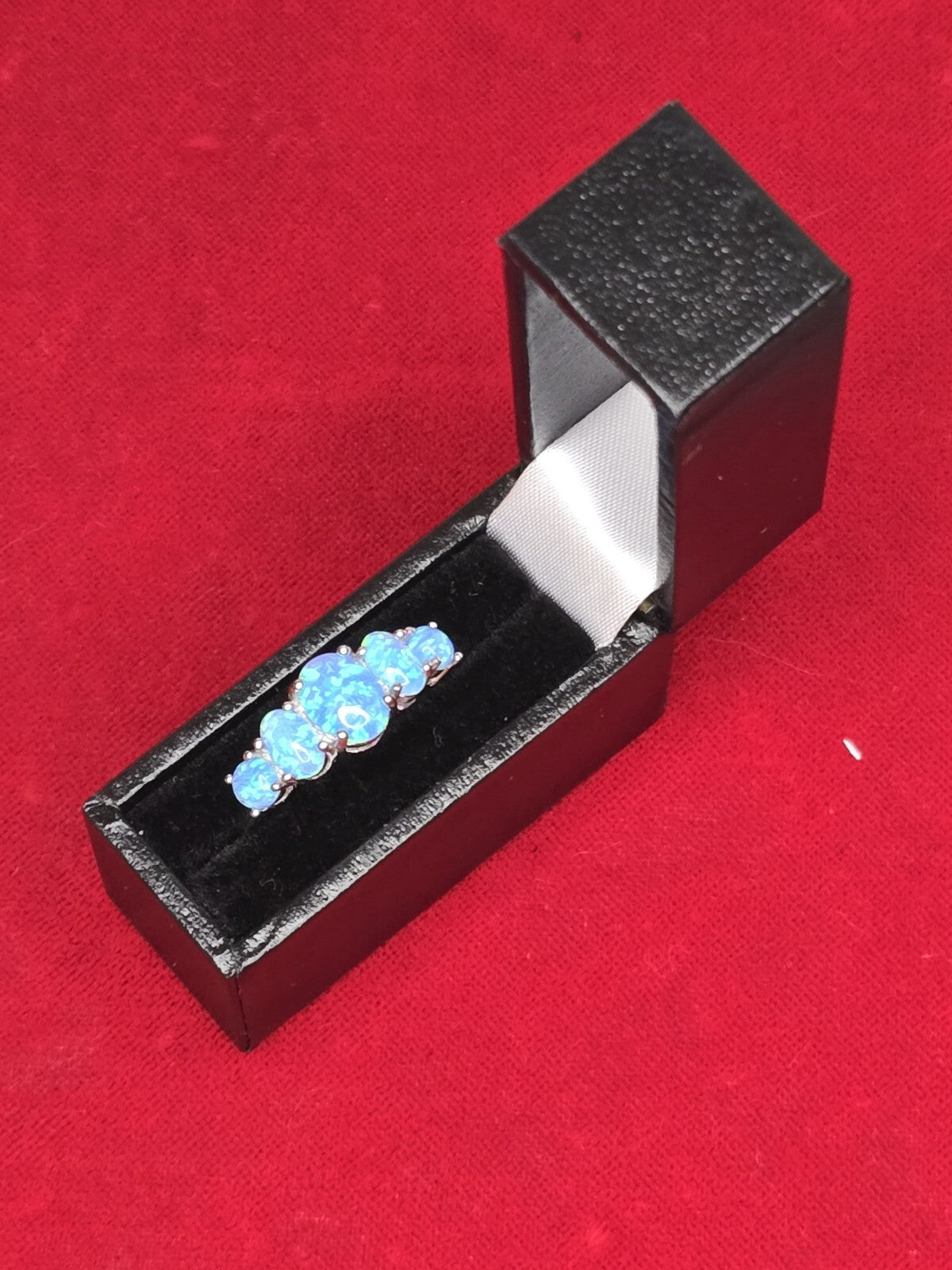 Gorgeous Sterling Silver 5 Stone Blue Opal Dress Ring - Various Please Select