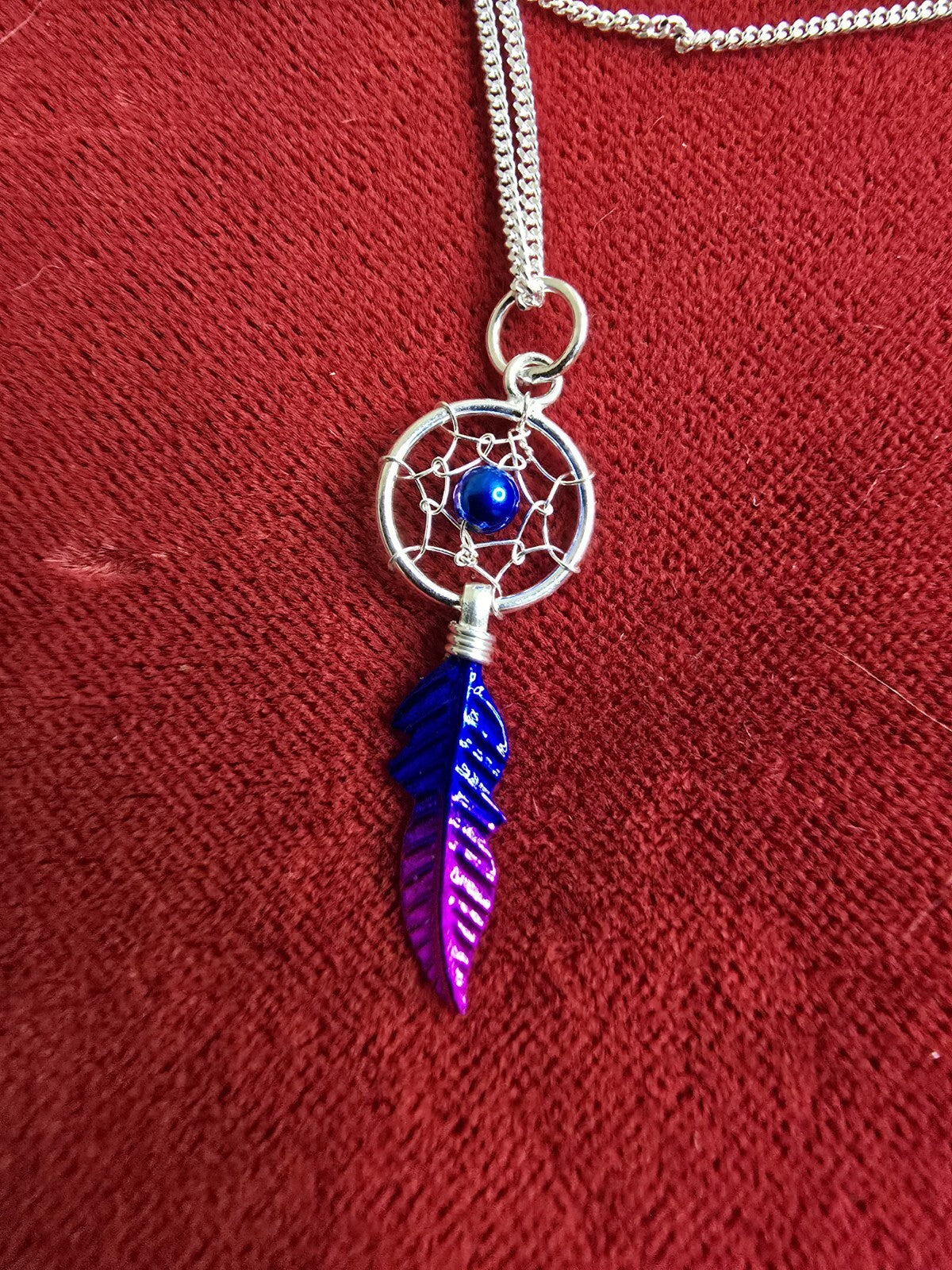 Sterling Silver & Enamel Dreamcatcher Necklace - 18 Inches