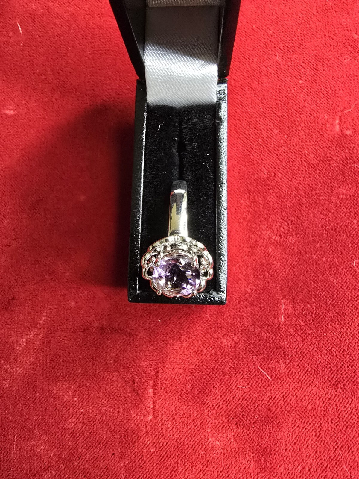 Gorgeous Sterling Silver & Amethyst Dress Ring - Size R½