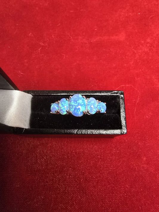 Gorgeous Sterling Silver 5 Stone Blue Opal Dress Ring - Various Please Select