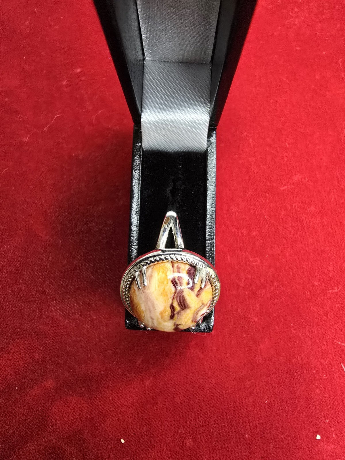 Sterling Silver & Banded Agate Dress Ring - Size S