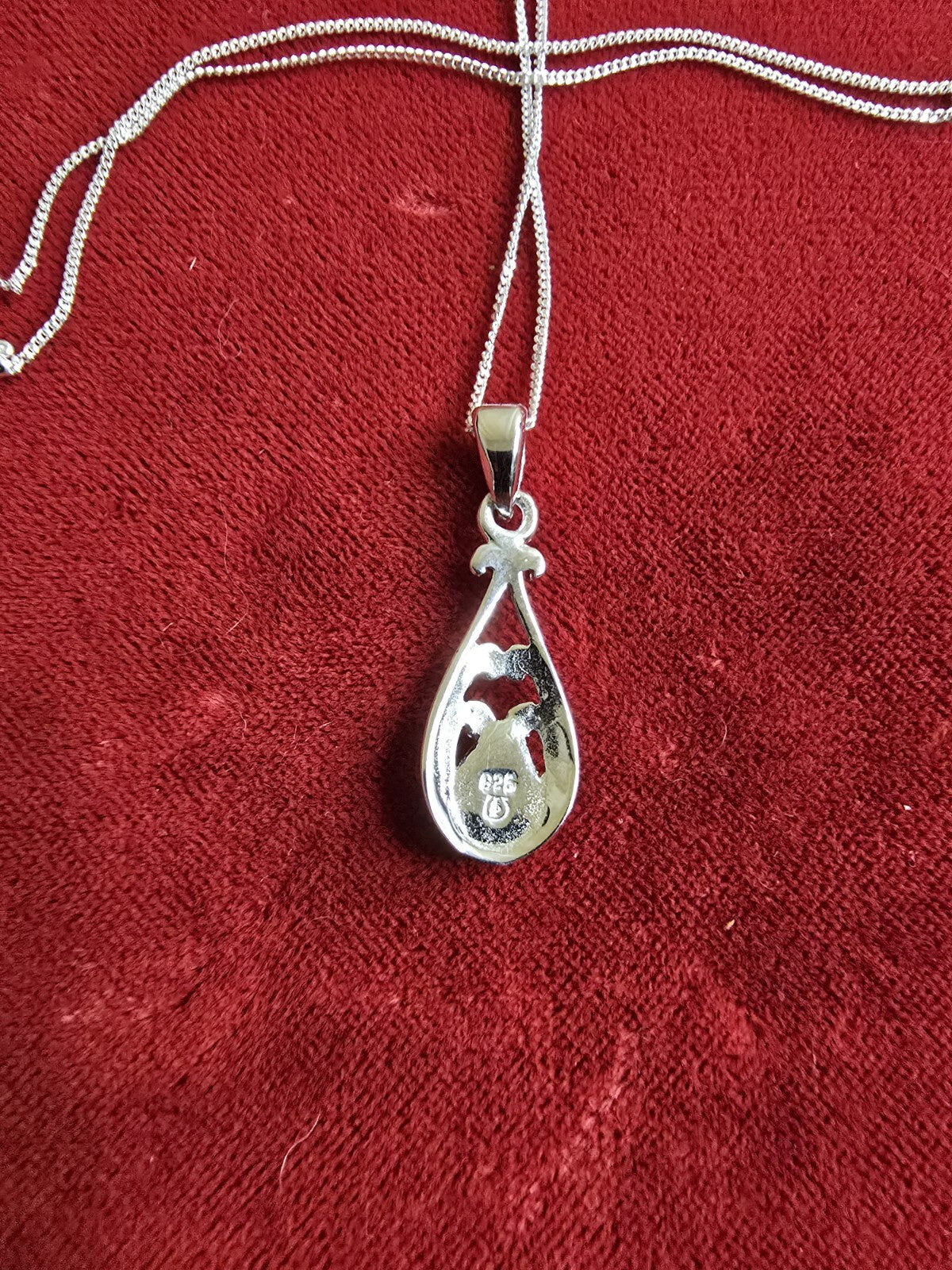 Sterling Silver & Blue Opal Necklace - 18 Inches