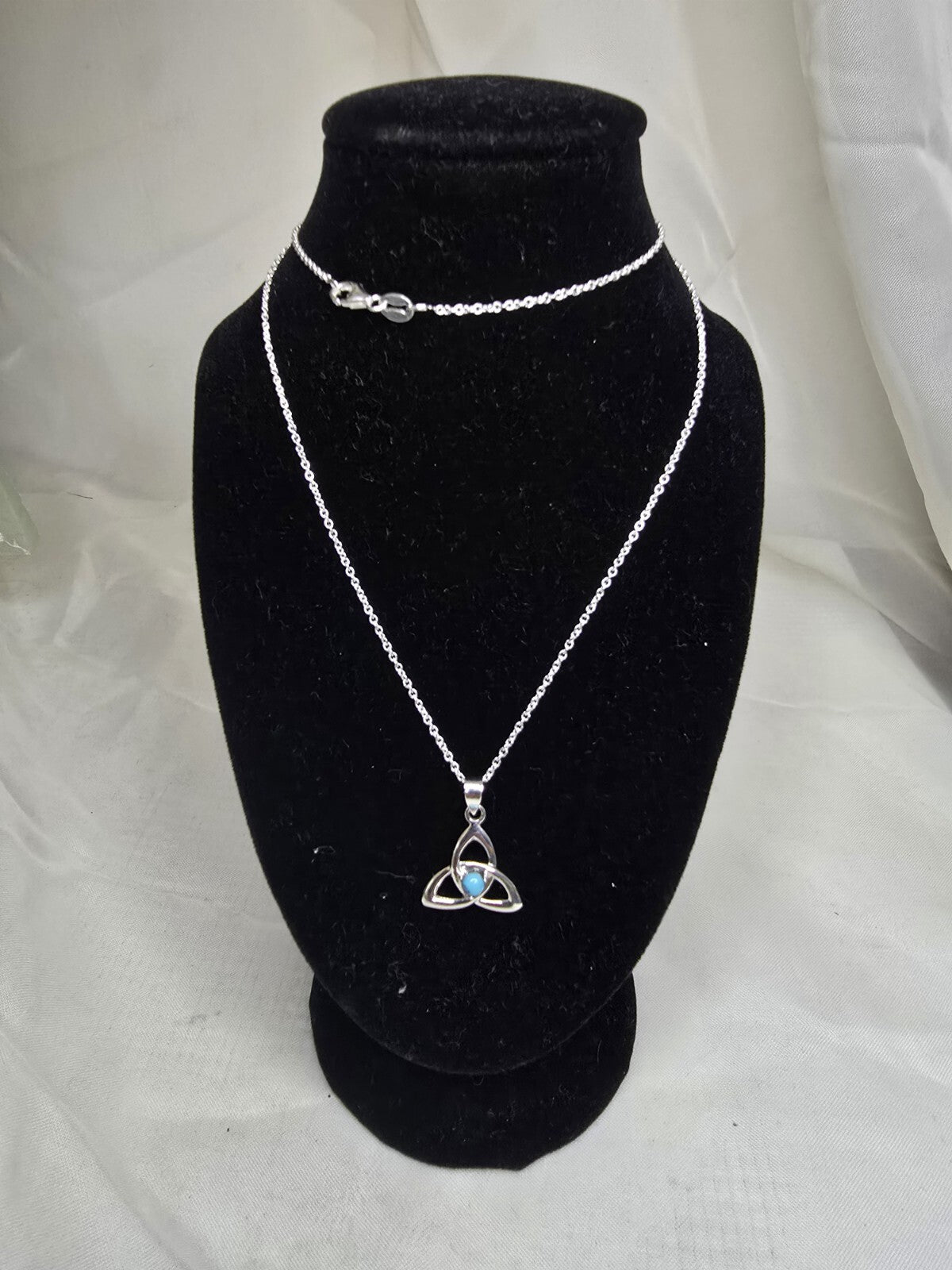 Beautiful Turquoise & Sterling Silver Goddess Necklace - 18 Inches