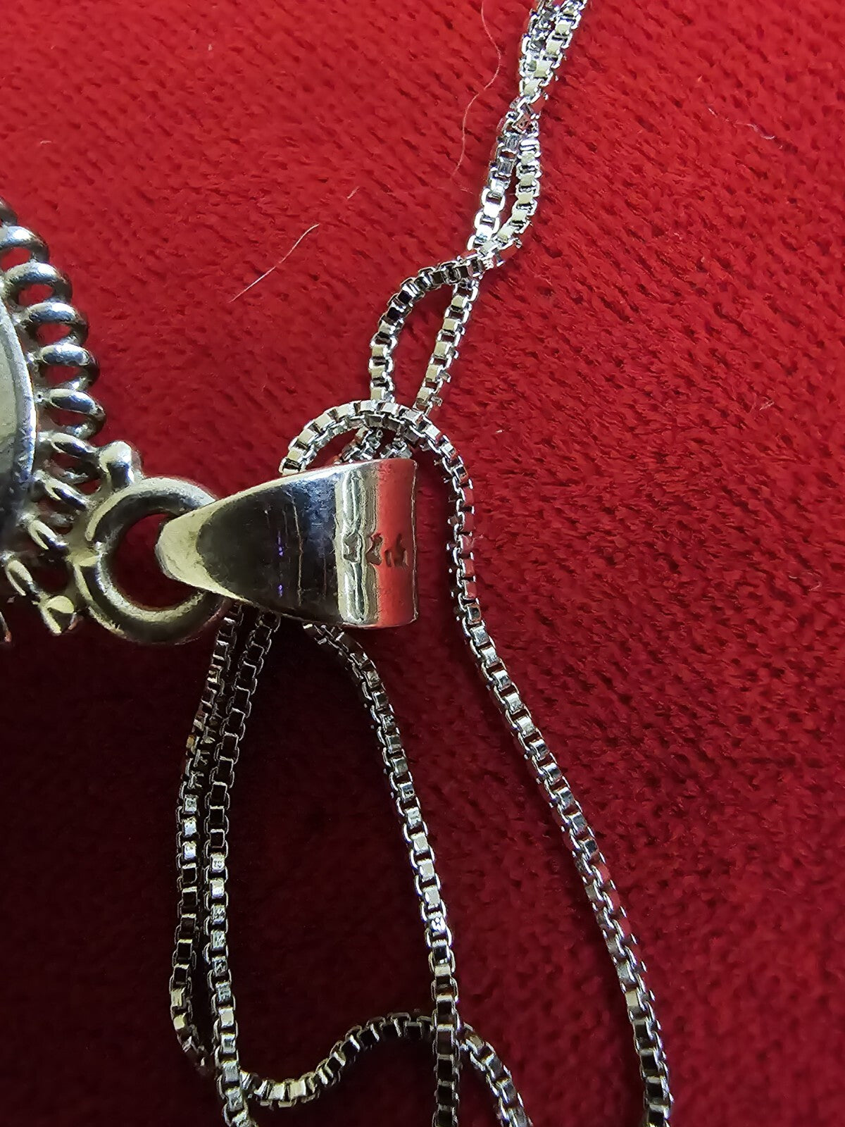 Sterling Silver & Pink Banded Agate Necklace - 18 Inches