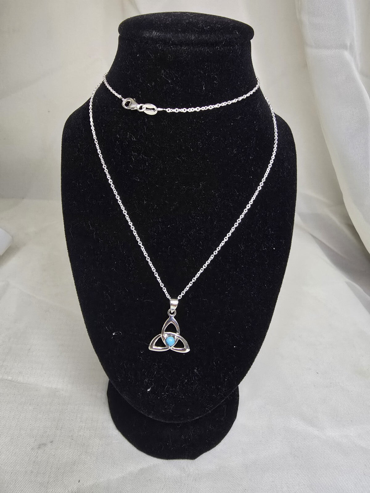 Beautiful Turquoise & Sterling Silver Goddess Necklace - 18 Inches