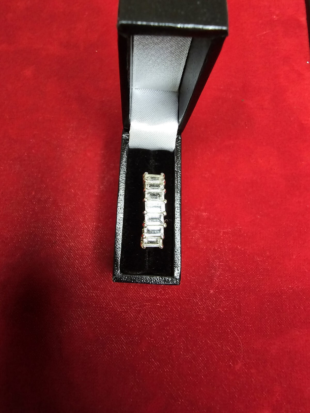 Sterling Silver & 7 Stone Spinel Ring - Size S