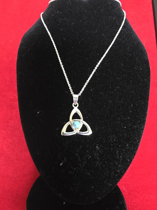 Beautiful Turquoise & Sterling Silver Goddess Necklace - 18 Inches