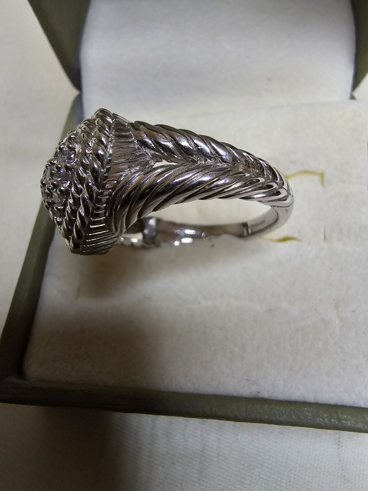 Sterling Silver Judith Ripka Chunky Heart Ring - Size U - Original Box