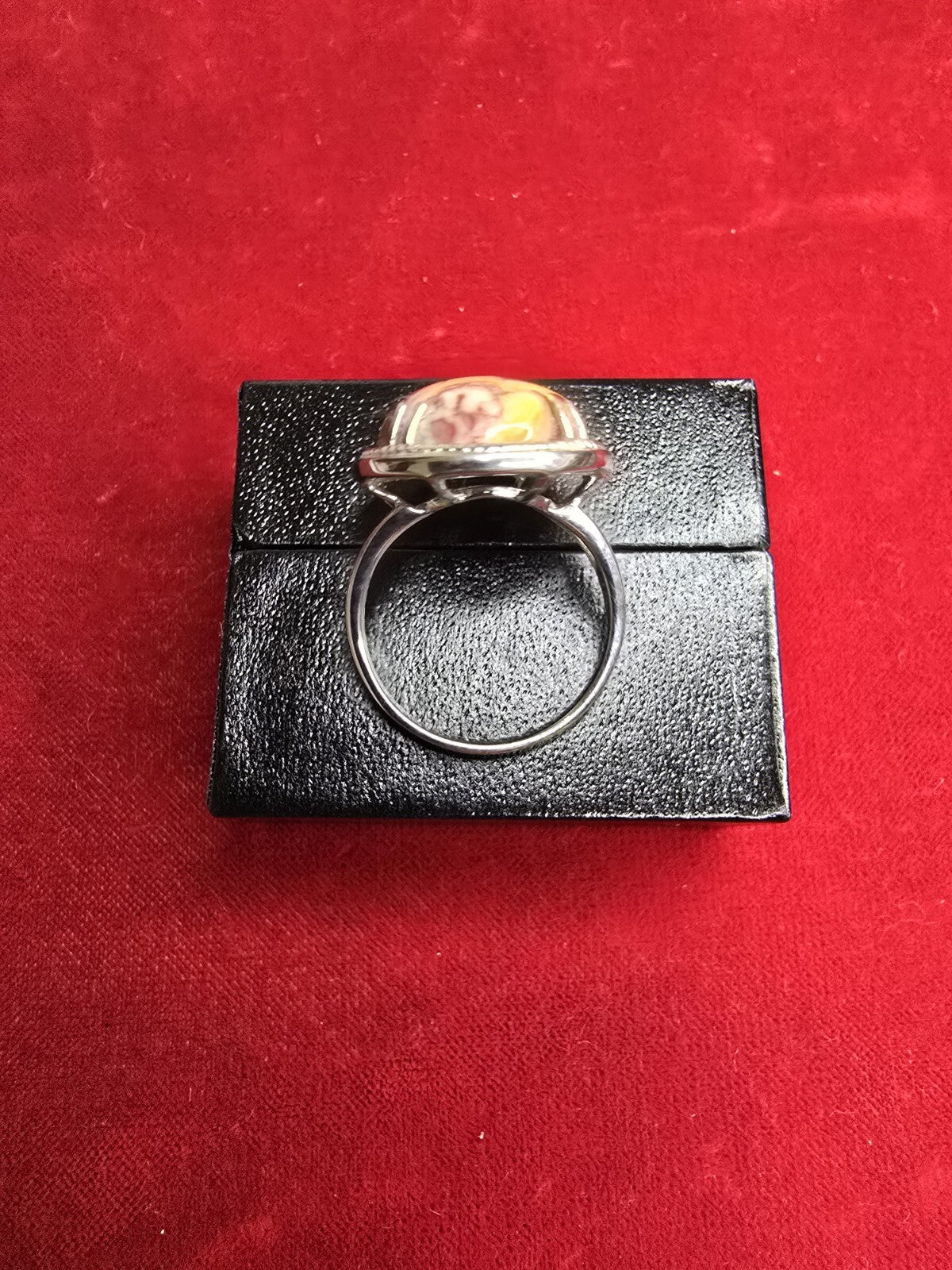 Sterling Silver & Banded Agate Dress Ring - Size S