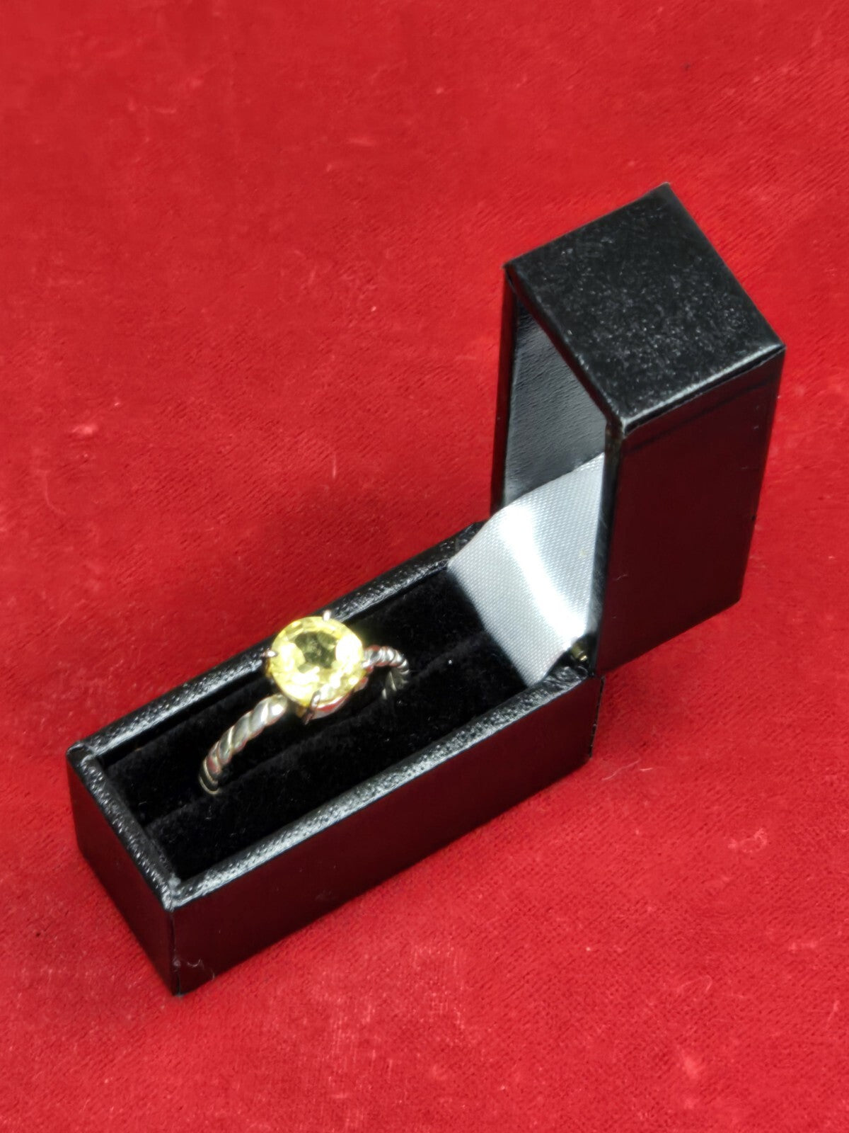 Sterling Silver & Citrine Solitaire Style Ring - Size S