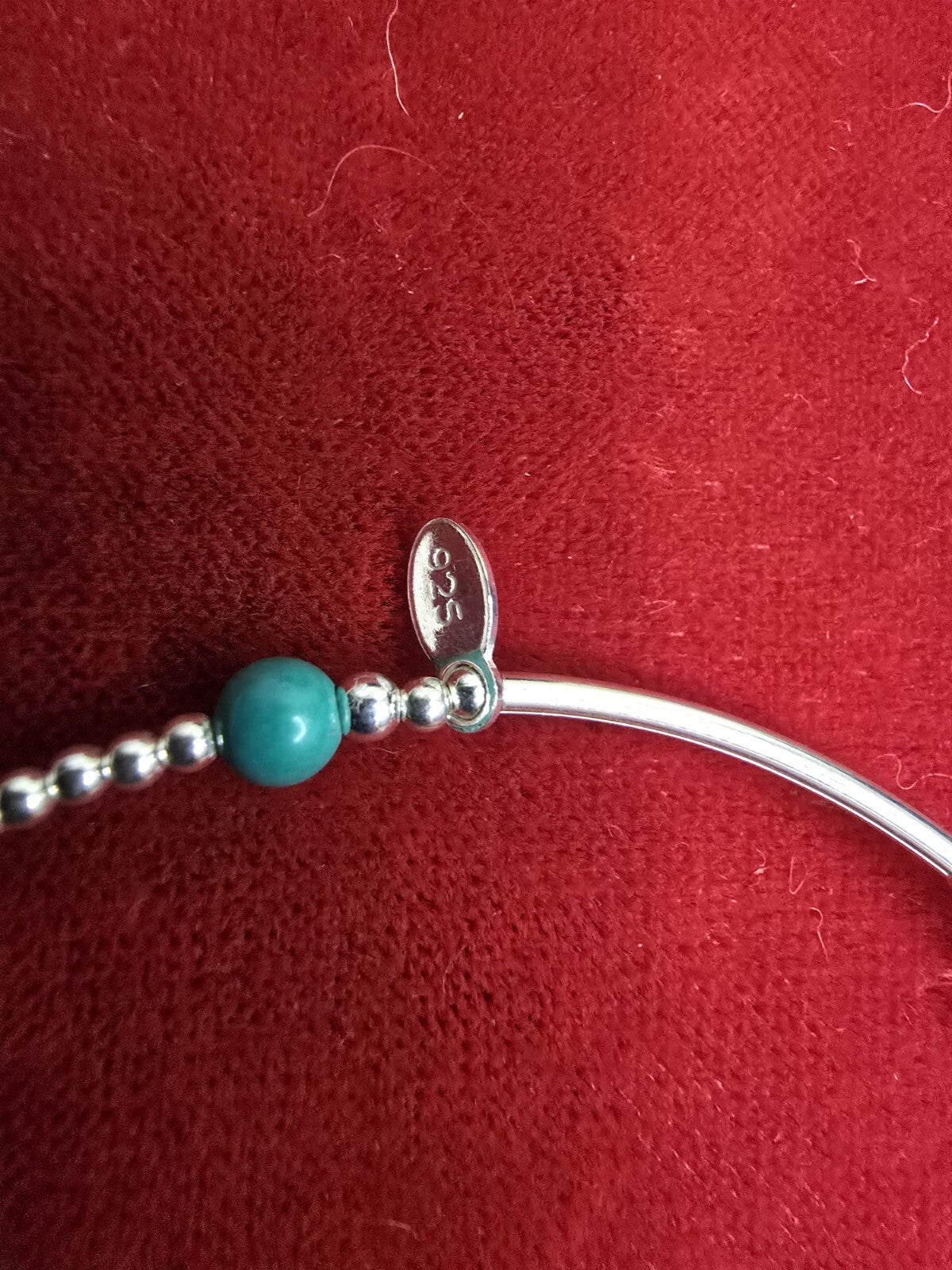 Gorgeous Turquoise & Sterling Silver Beaded Bracelet - Stretch