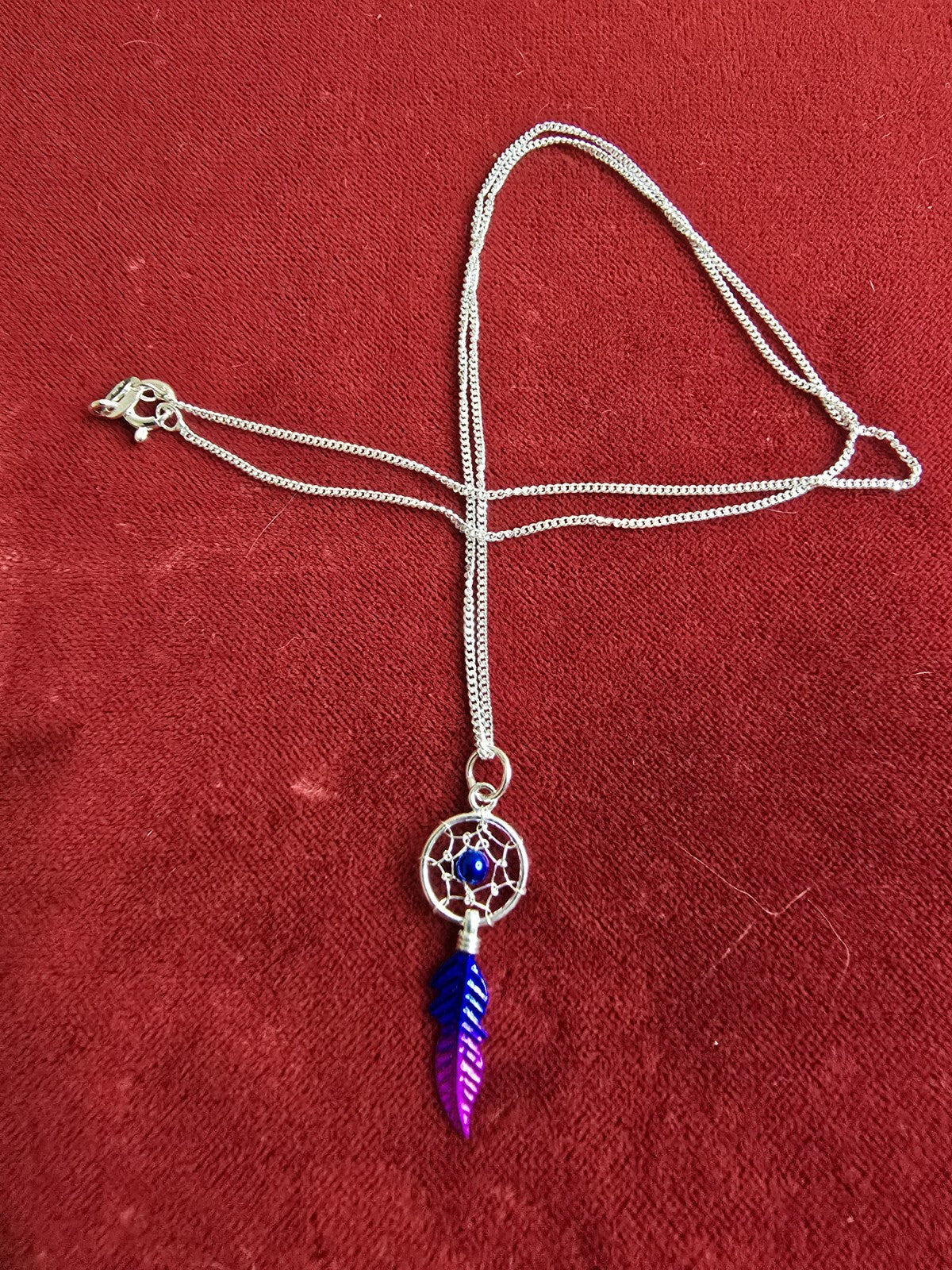 Sterling Silver & Enamel Dreamcatcher Necklace - 18 Inches