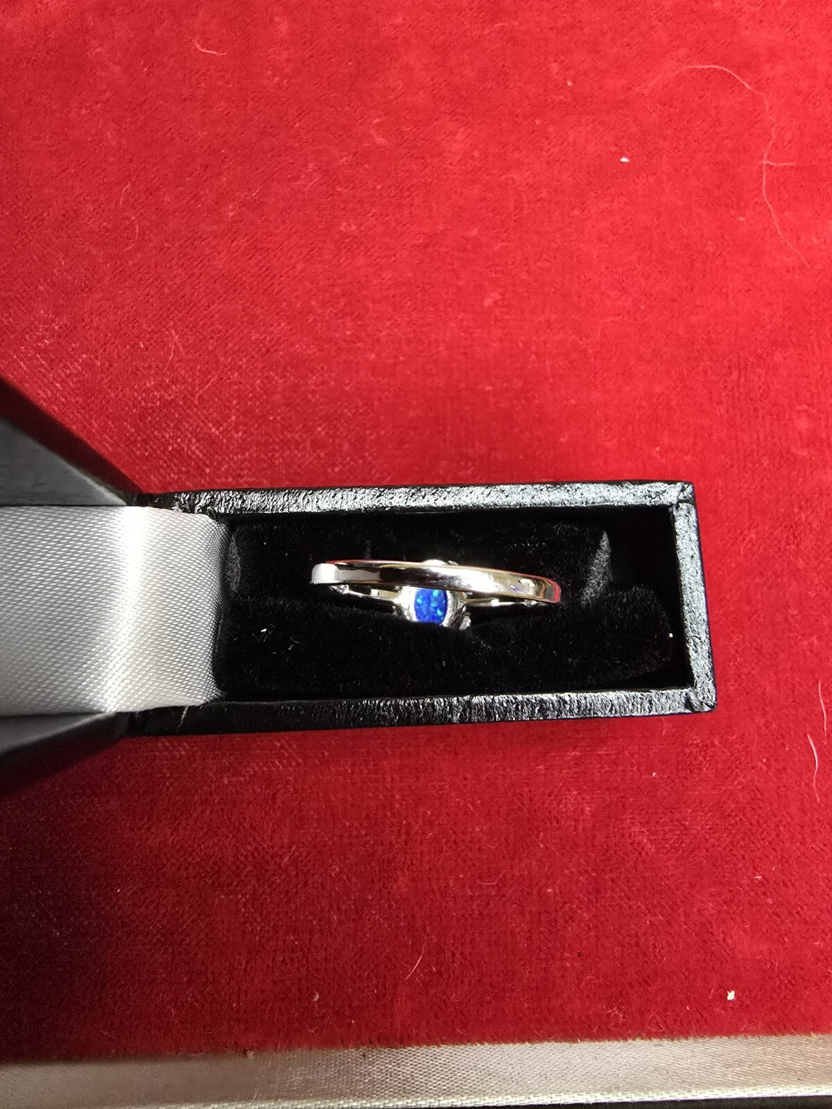 Stunning Blue Opal & Sterling Silver Halo Dress Ring - Various Sizes Please...