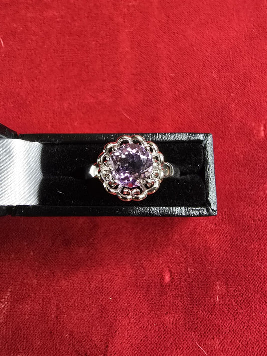 Gorgeous Sterling Silver & Amethyst Dress Ring - Size R½