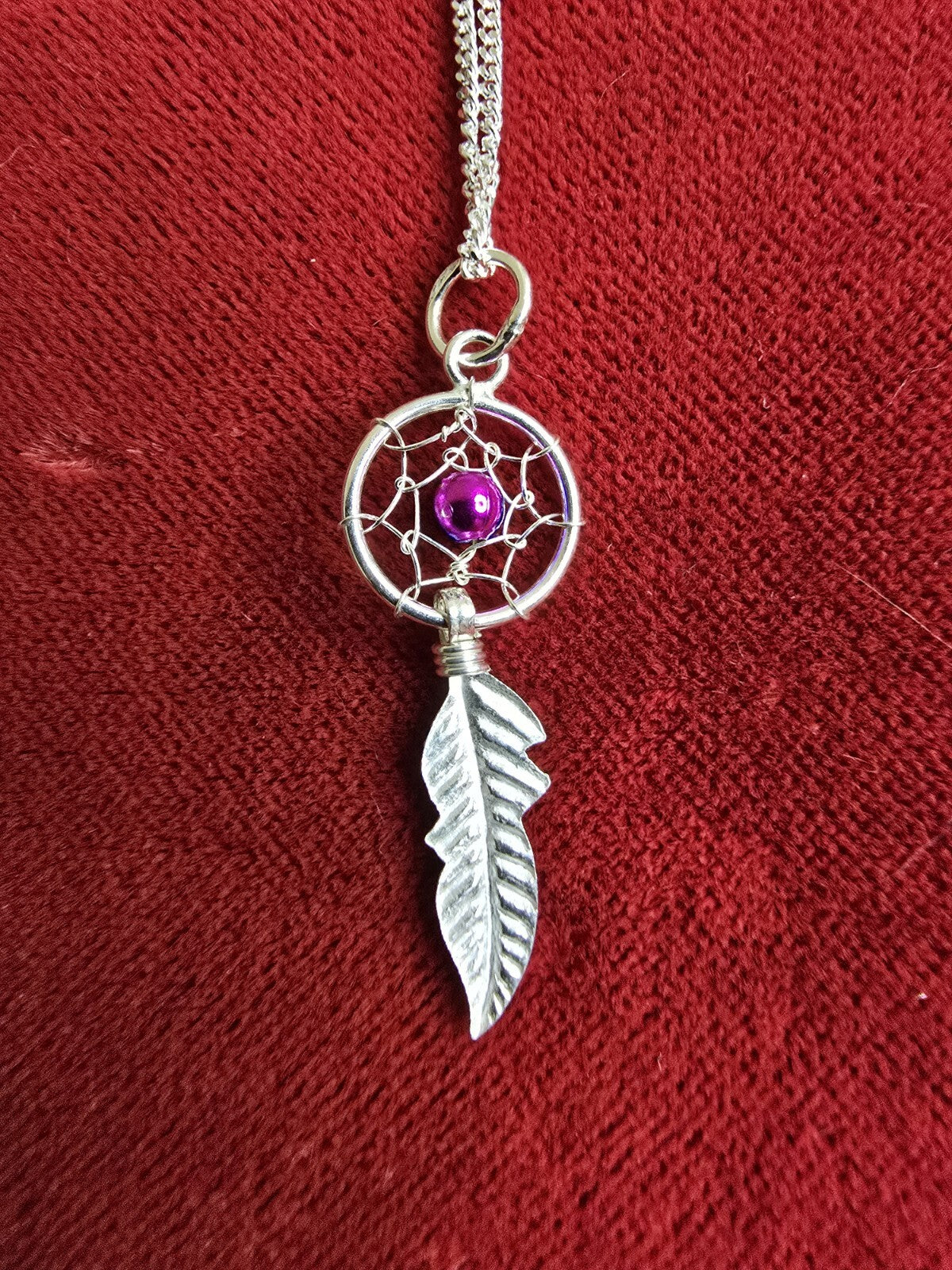 Sterling Silver & Enamel Dreamcatcher Necklace - 18 Inches