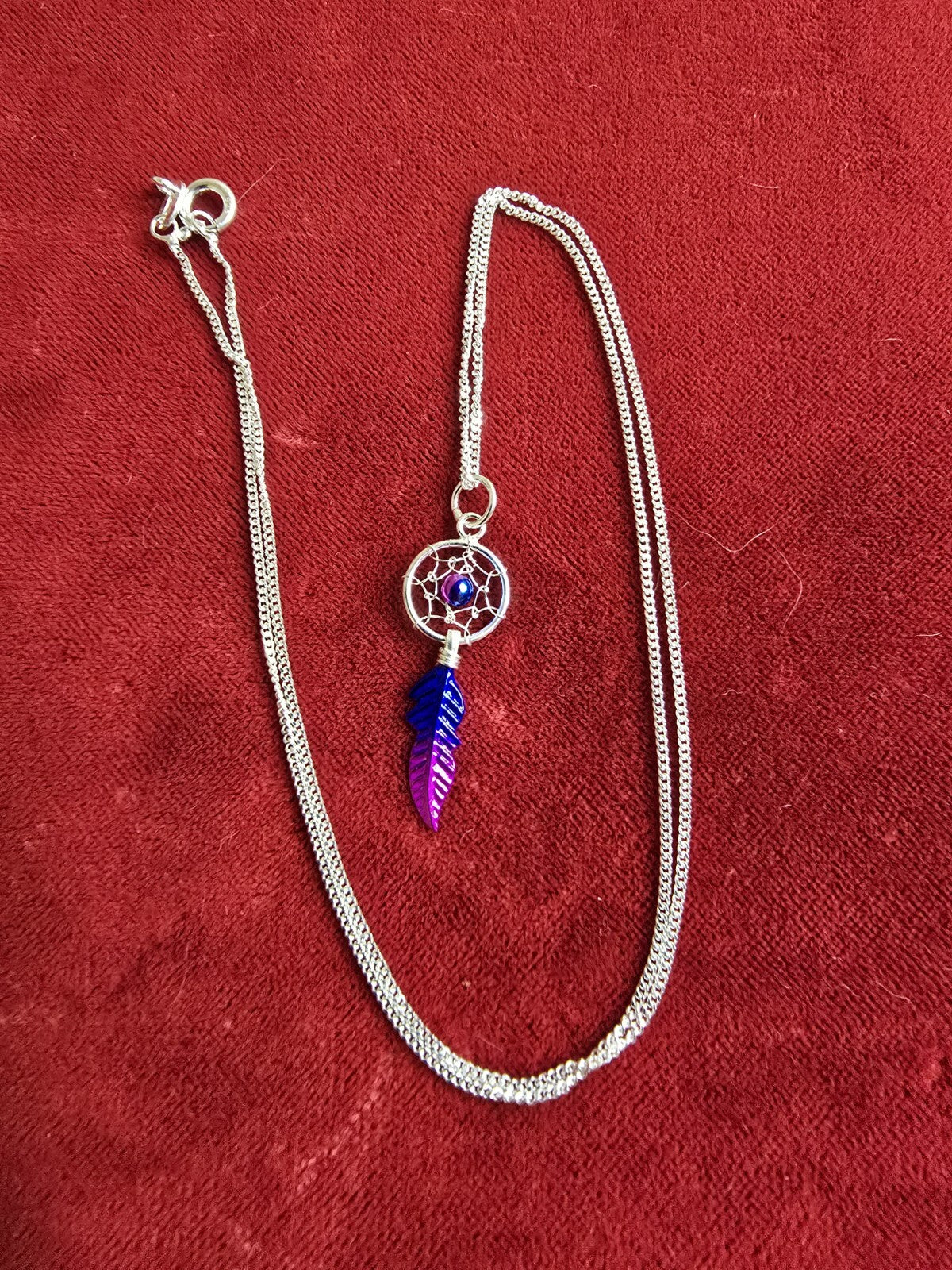 Sterling Silver & Enamel Dreamcatcher Necklace - 18 Inches