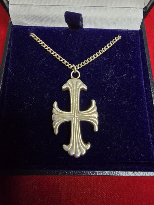 Sterling Silver Fleur-de-lis Pendant & 24inch Sterling Chain
