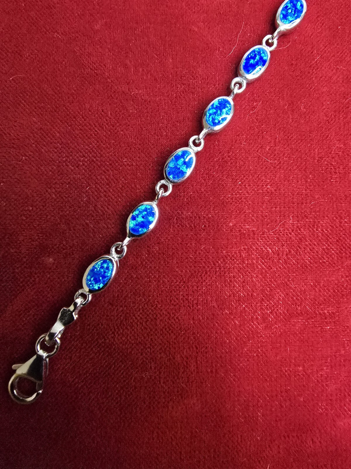 Fabulous Blue Opal & Sterling Silver Bracelet - 7 Inches - RRP £74.95