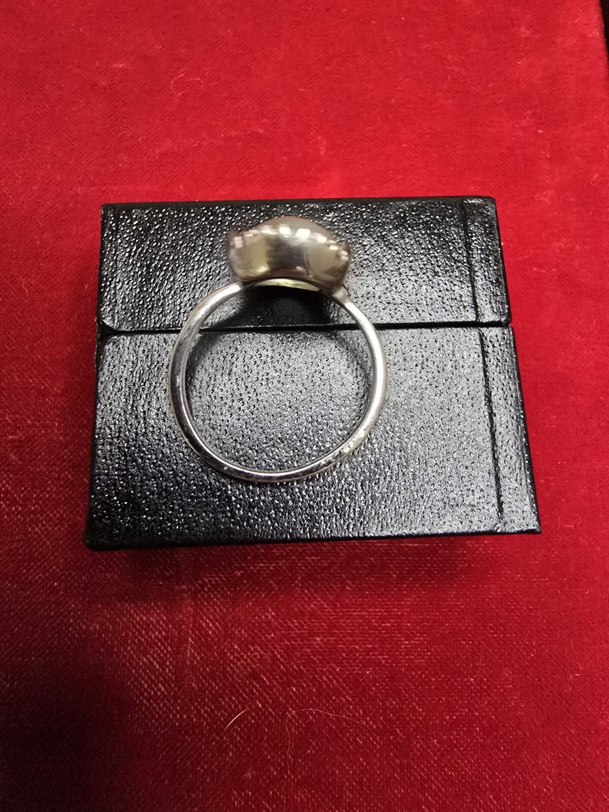 Stunning Sterling Silver, Green Chalcedony & Topaz Dress Ring - Size S