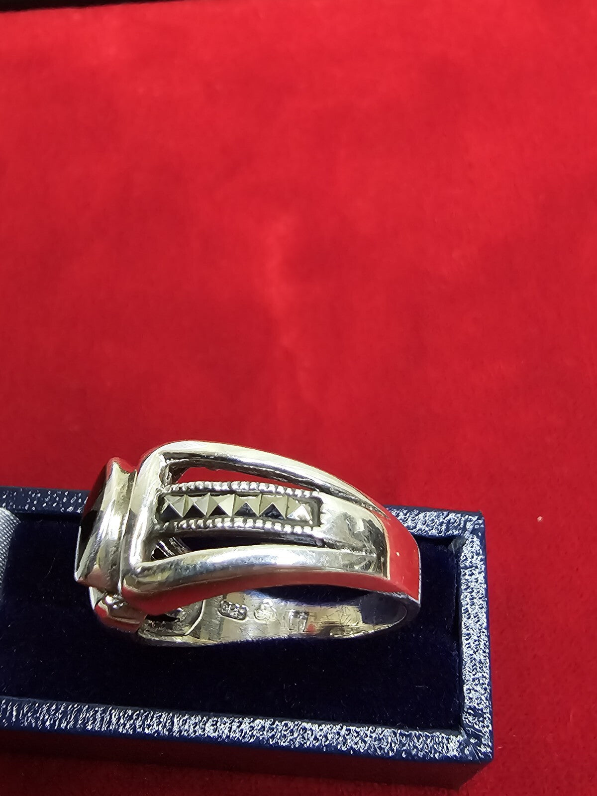 Stunning Sterling Silver, Onyx & Marcasite Ring - Size P½