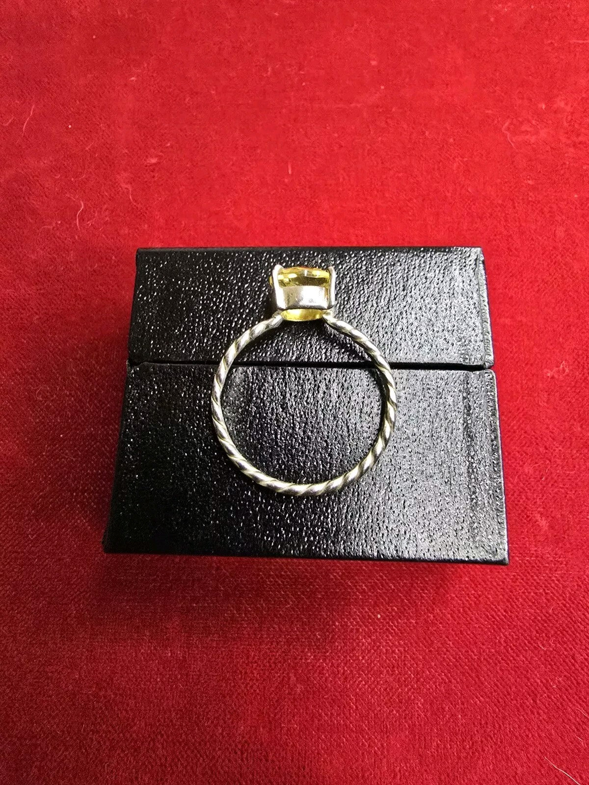 Sterling Silver & Citrine Solitaire Style Ring - Size S