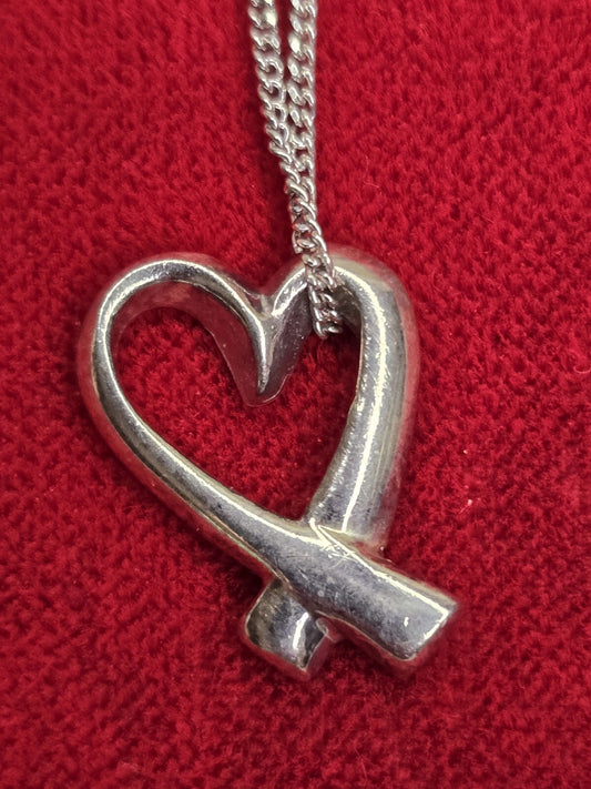Italian 925 Silver Chain With 925 Silver Heart Pendant - 16 Inches