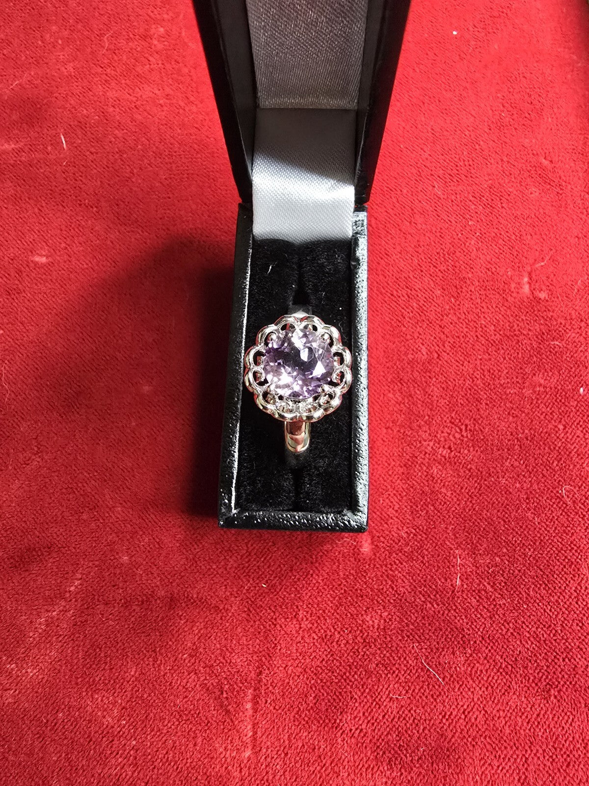 Gorgeous Sterling Silver & Amethyst Dress Ring - Size R½