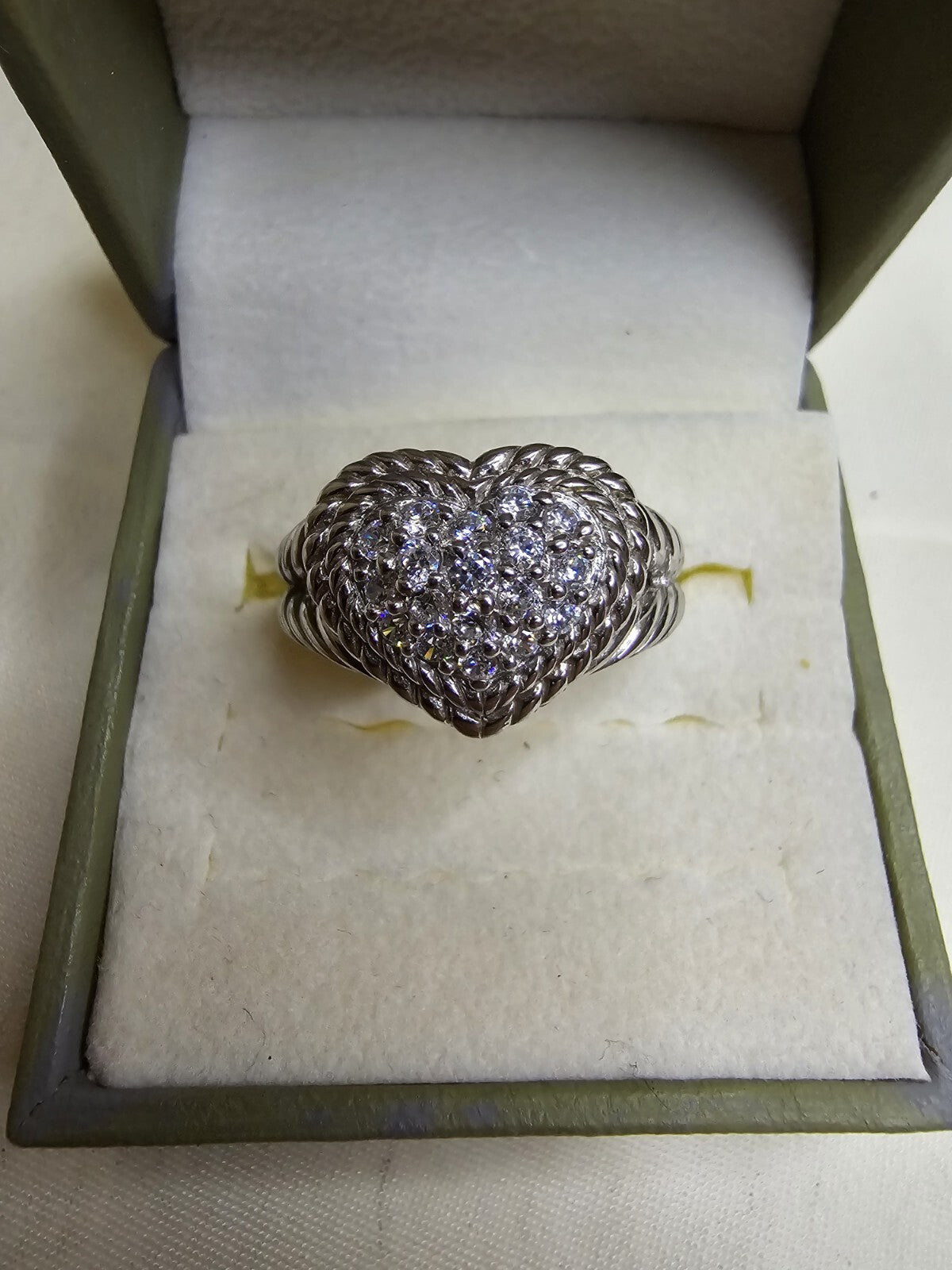 Sterling Silver Judith Ripka Chunky Heart Ring - Size U - Original Box