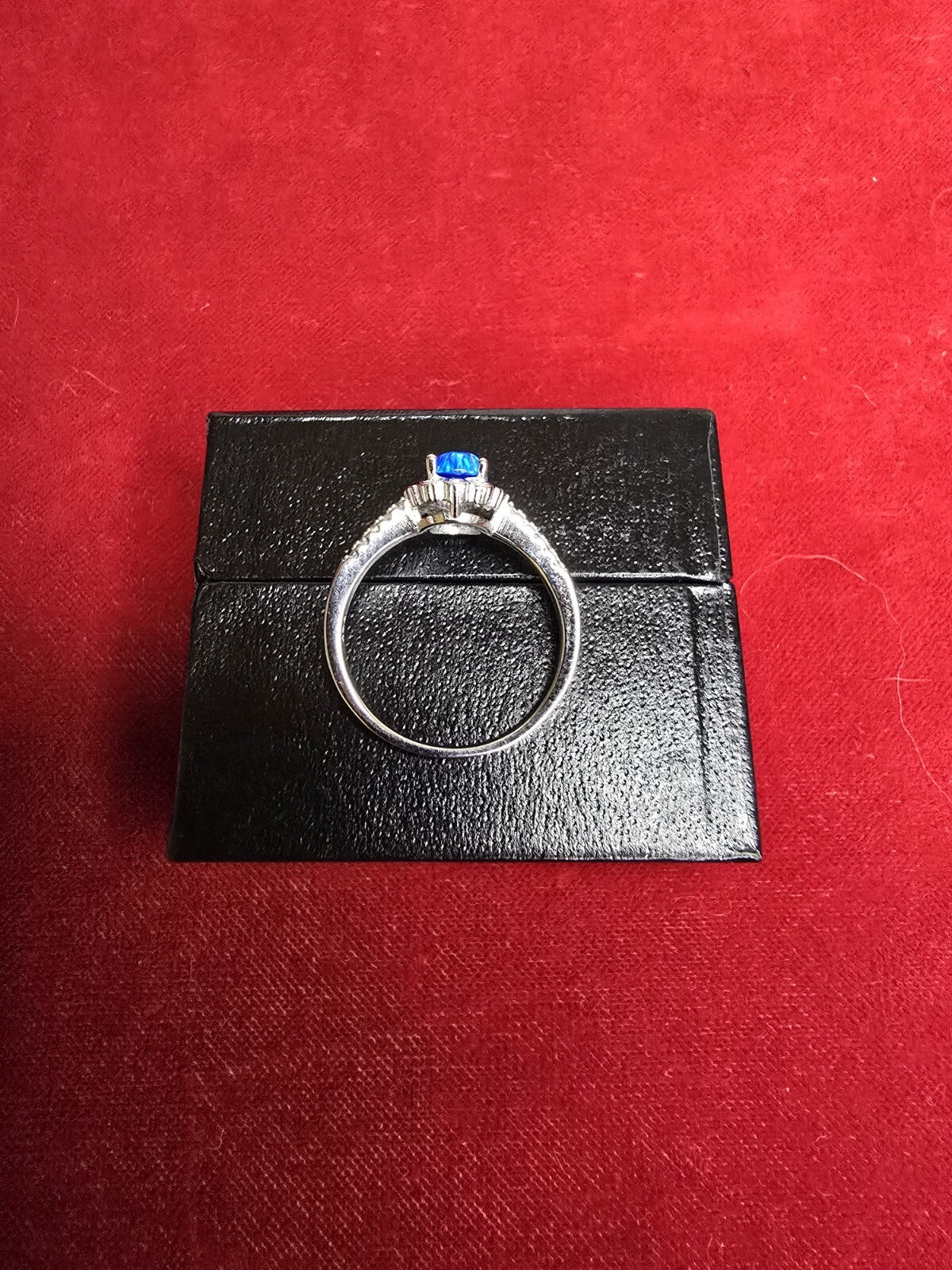 Stunning Blue Opal & Sterling Silver Halo Dress Ring - Various Sizes Please...